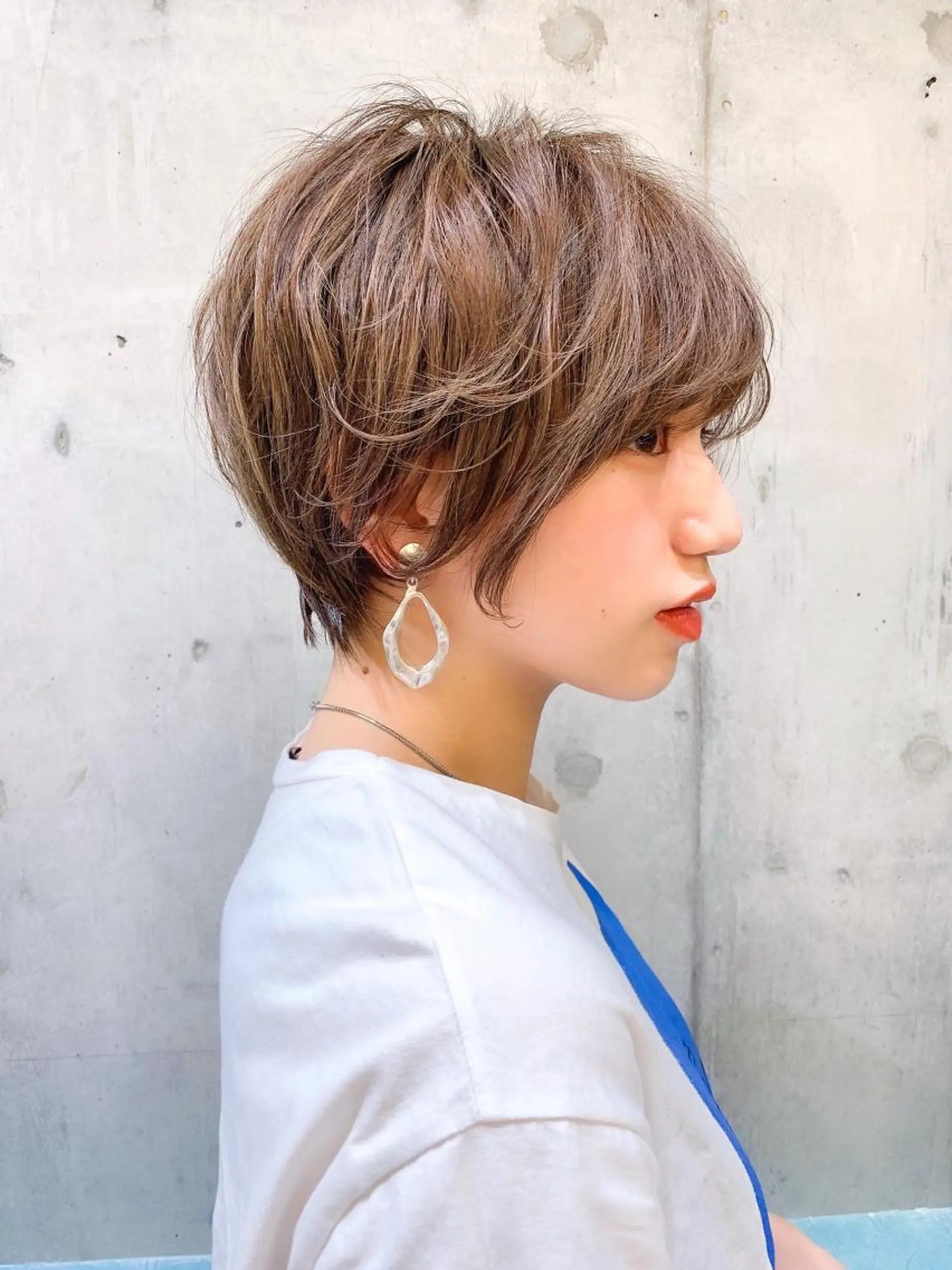 ショート 切りっぱなしボブ ハンサムショート ボブ ハイライト 韓国風ヘア パーマ aulii（アウリィ）所属・ショート/縮毛矯正 /北上尾/惇平のヘアスタイル