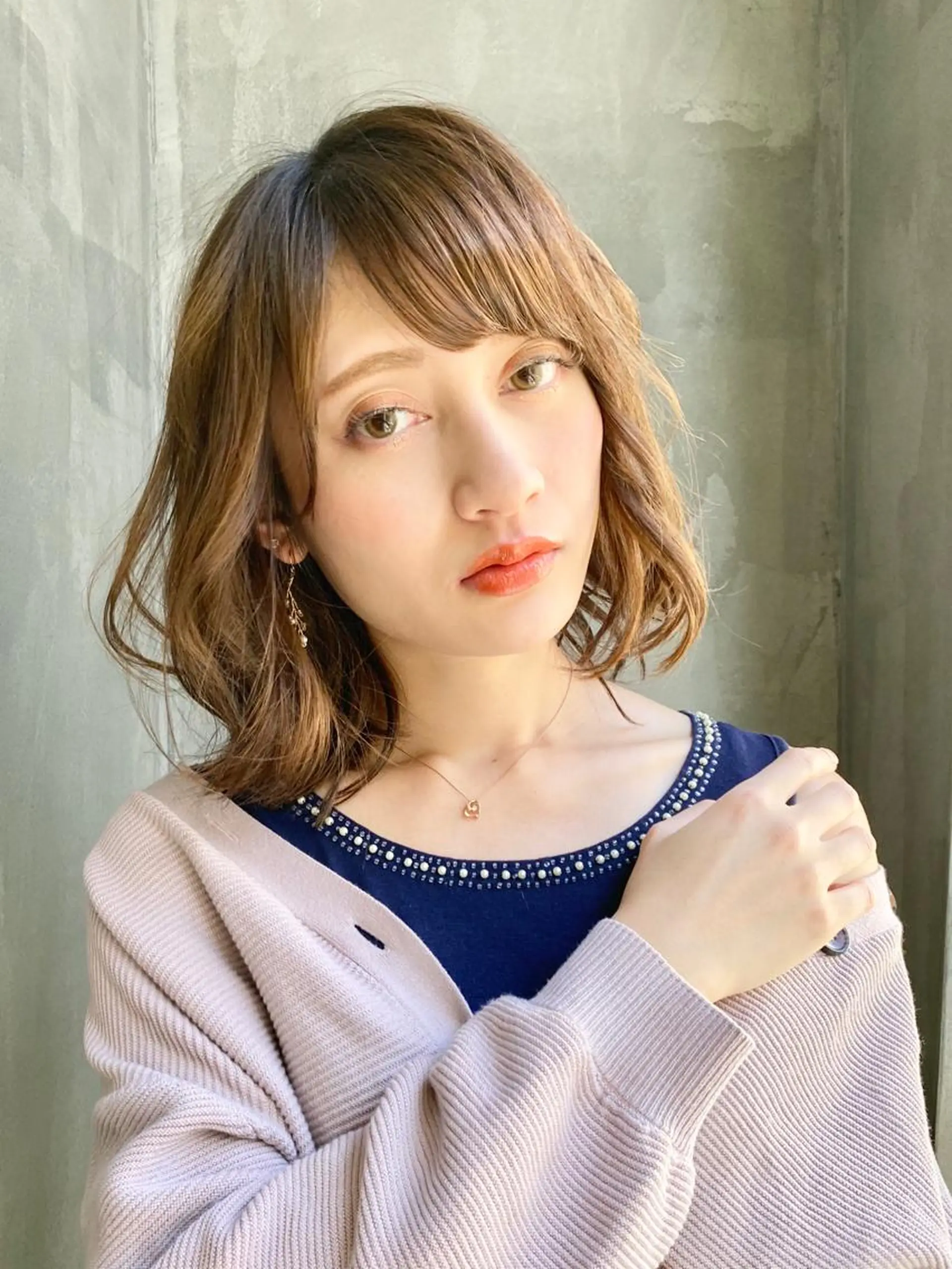 ミディアム カラー ベージュカラー Mogami Kengoのヘアスタイル
