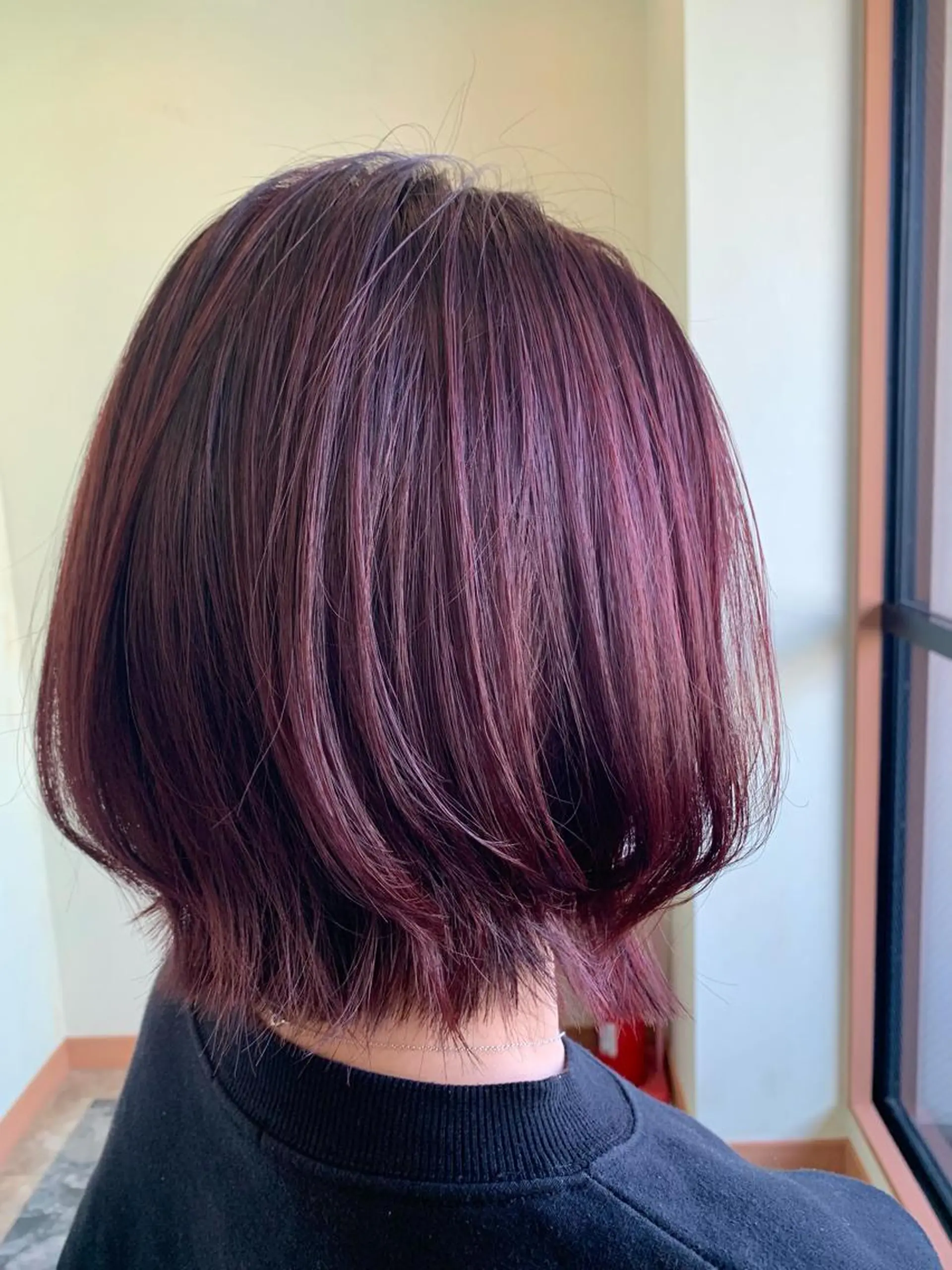 ショート カラー ピンクカラー ピンクパープル パープルカラー くびれヘア ショートヘア カット ヘアカラー yuri🌼 N°＋uta*天王寺のヘアスタイル