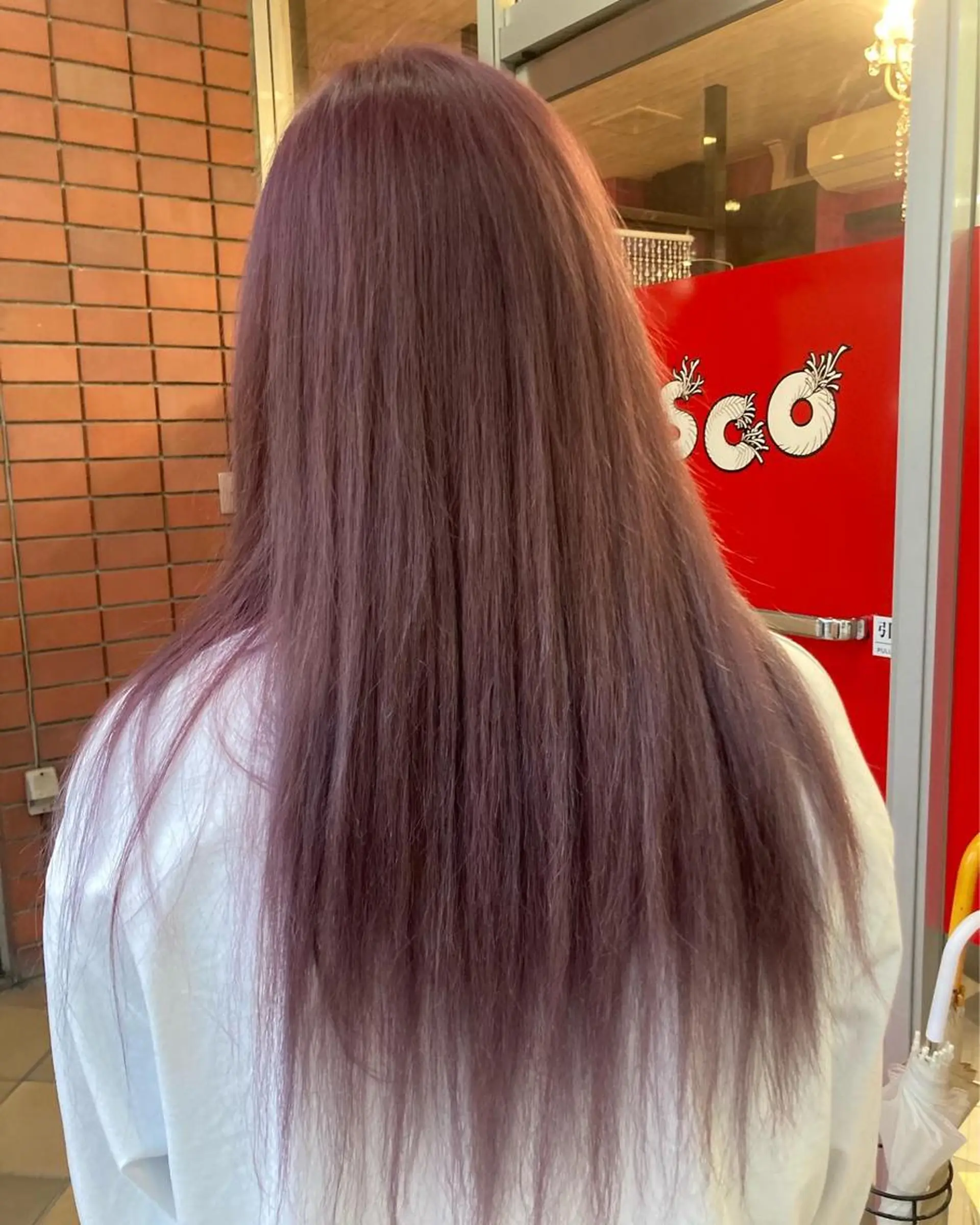 ロング カラー アッシュ ピンクカラー ピンクパープル パープルカラー 横山 千春のヘアスタイル