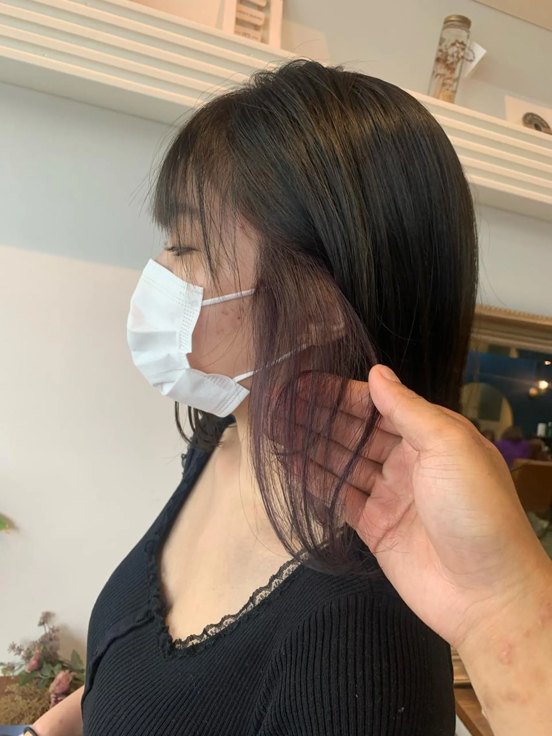 ミディアム パープルカラー ヘアカラー トリートメント ヘッドスパ ヘアセット 山口 竣也のヘアスタイル