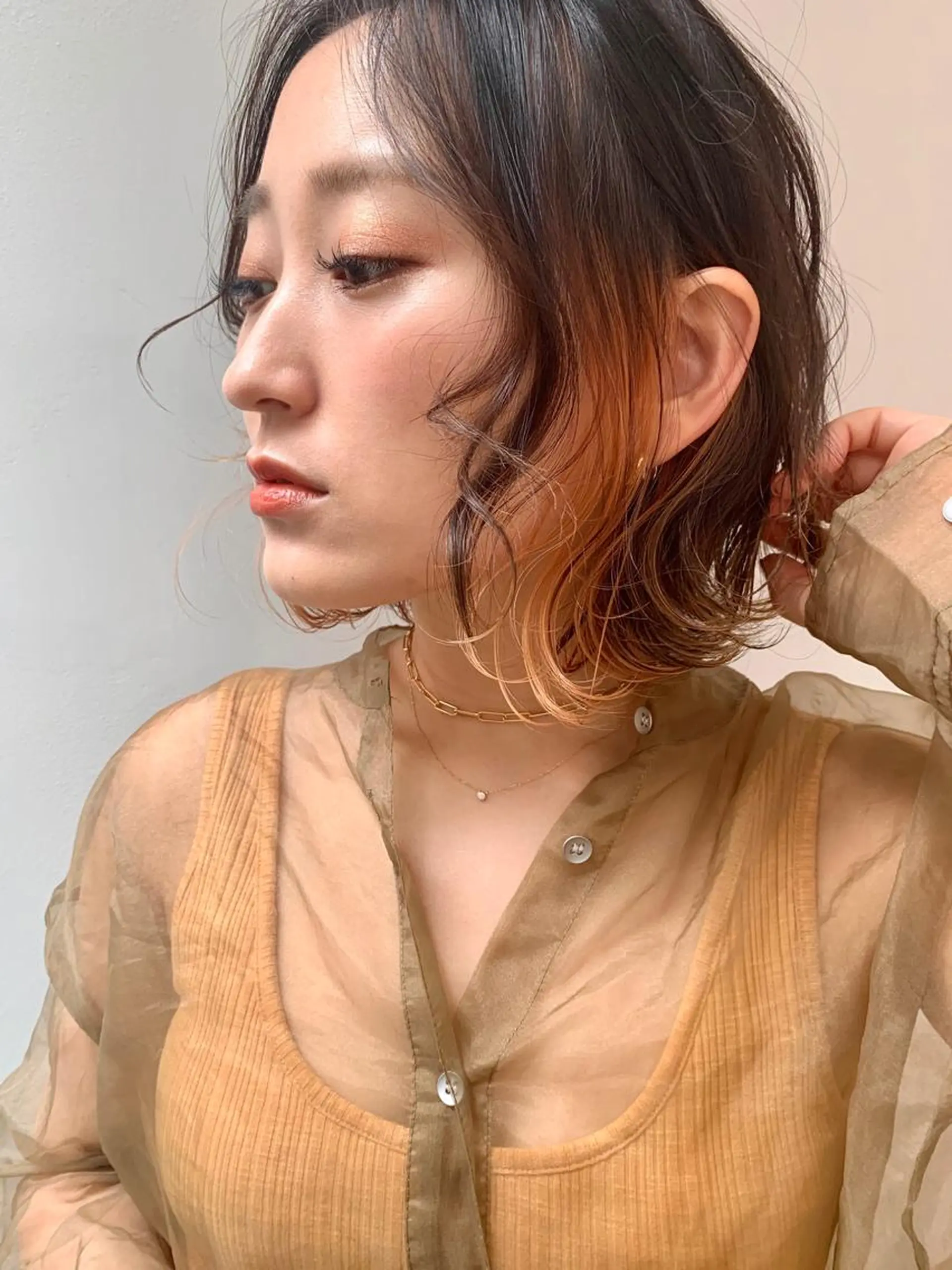 ミディアム カラー カット ヘアカラー トリートメント レイヤー/顔周り /AKARIのヘアスタイル