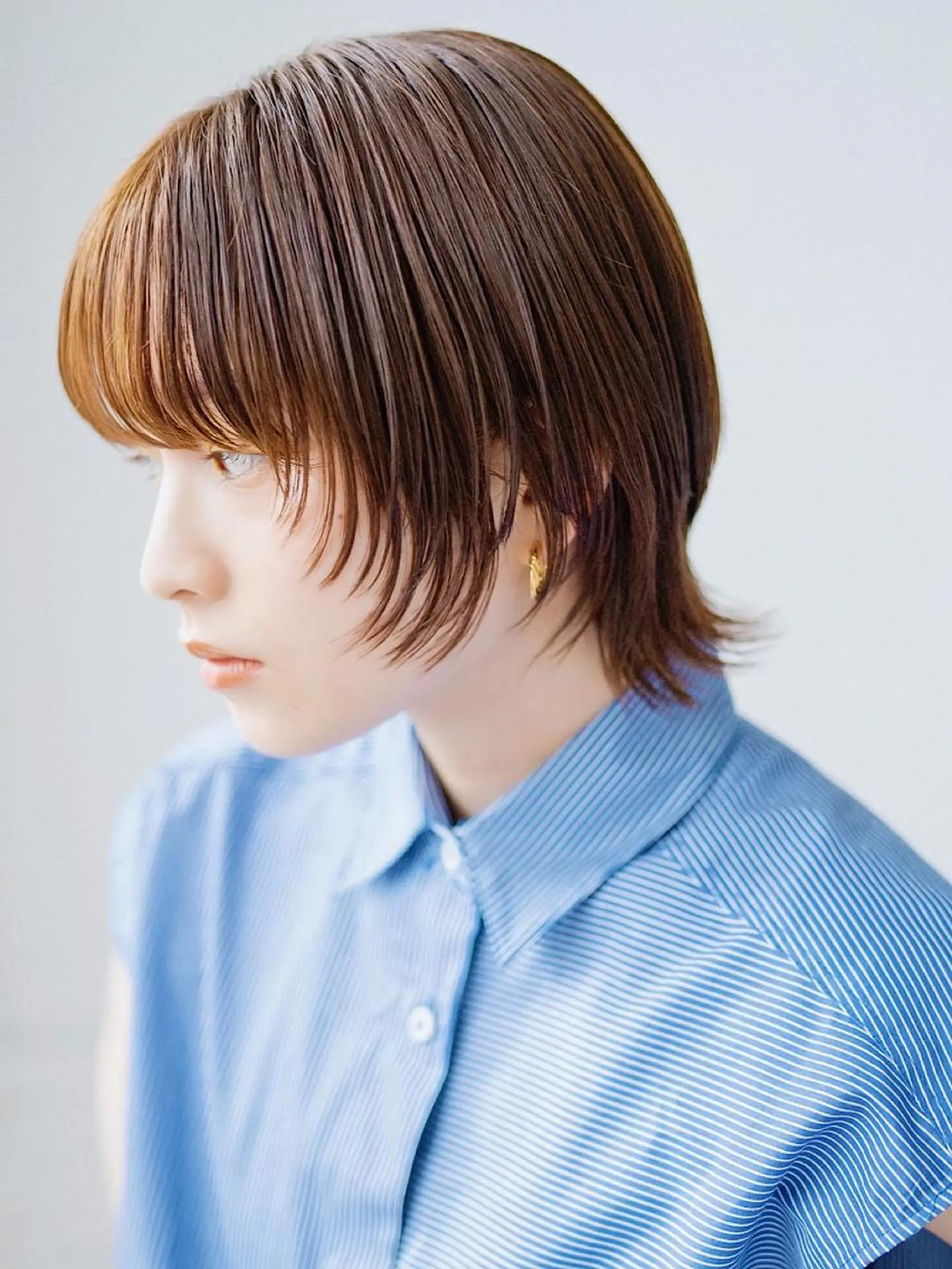 ショート 切りっぱなしボブ ショートボブ ボブ ハイライト シースルーバング カット ヘアカラー バレイヤージュ茅ヶ崎 オオタ カズキのヘアスタイル