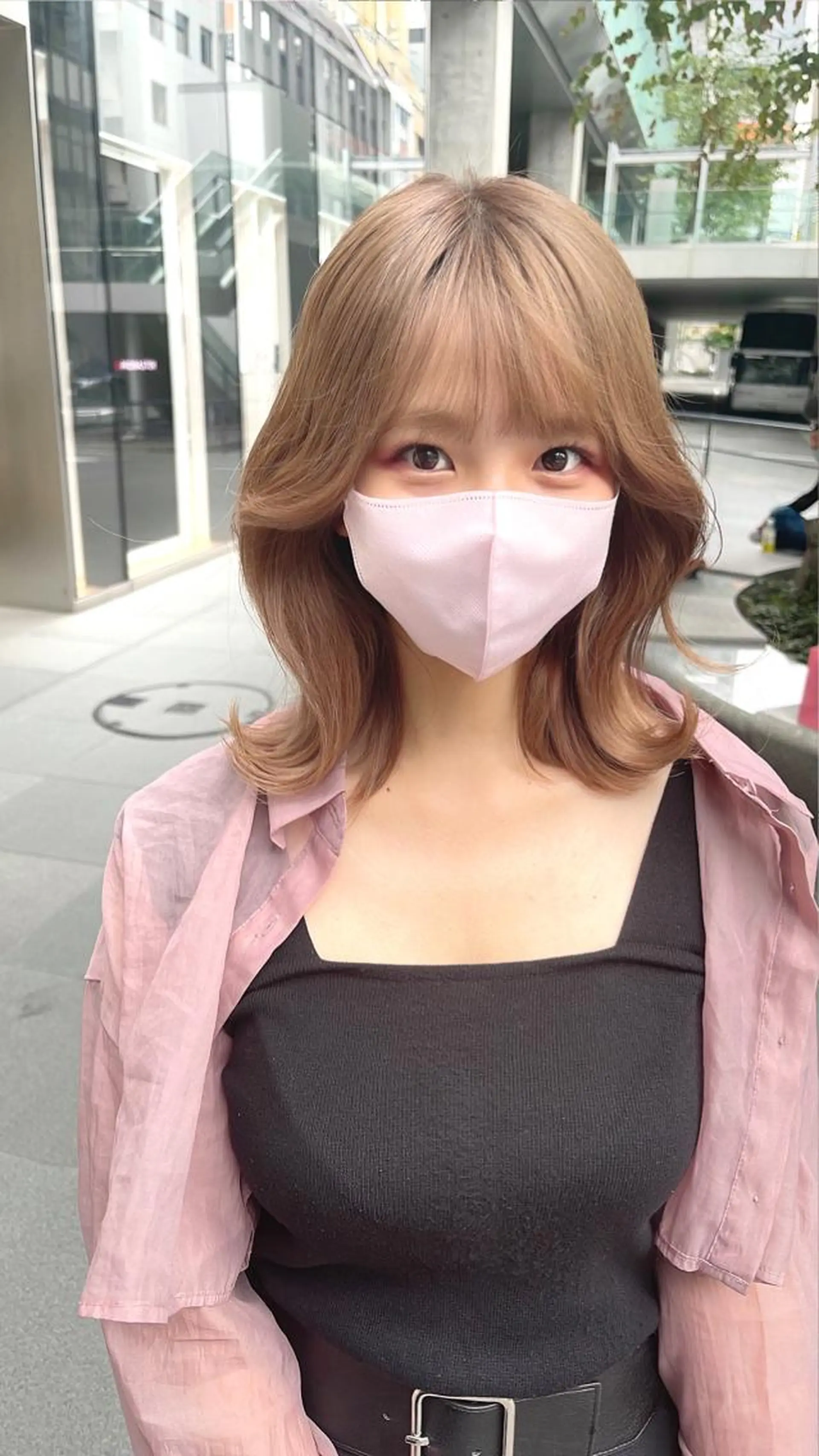 セミロング カラー くびれヘア ヨシンモリ 韓国風ヘア サイドバング 小顔カット 顔周り特化/韓国ヘア /レイヤー/吉野幸大のヘアスタイル