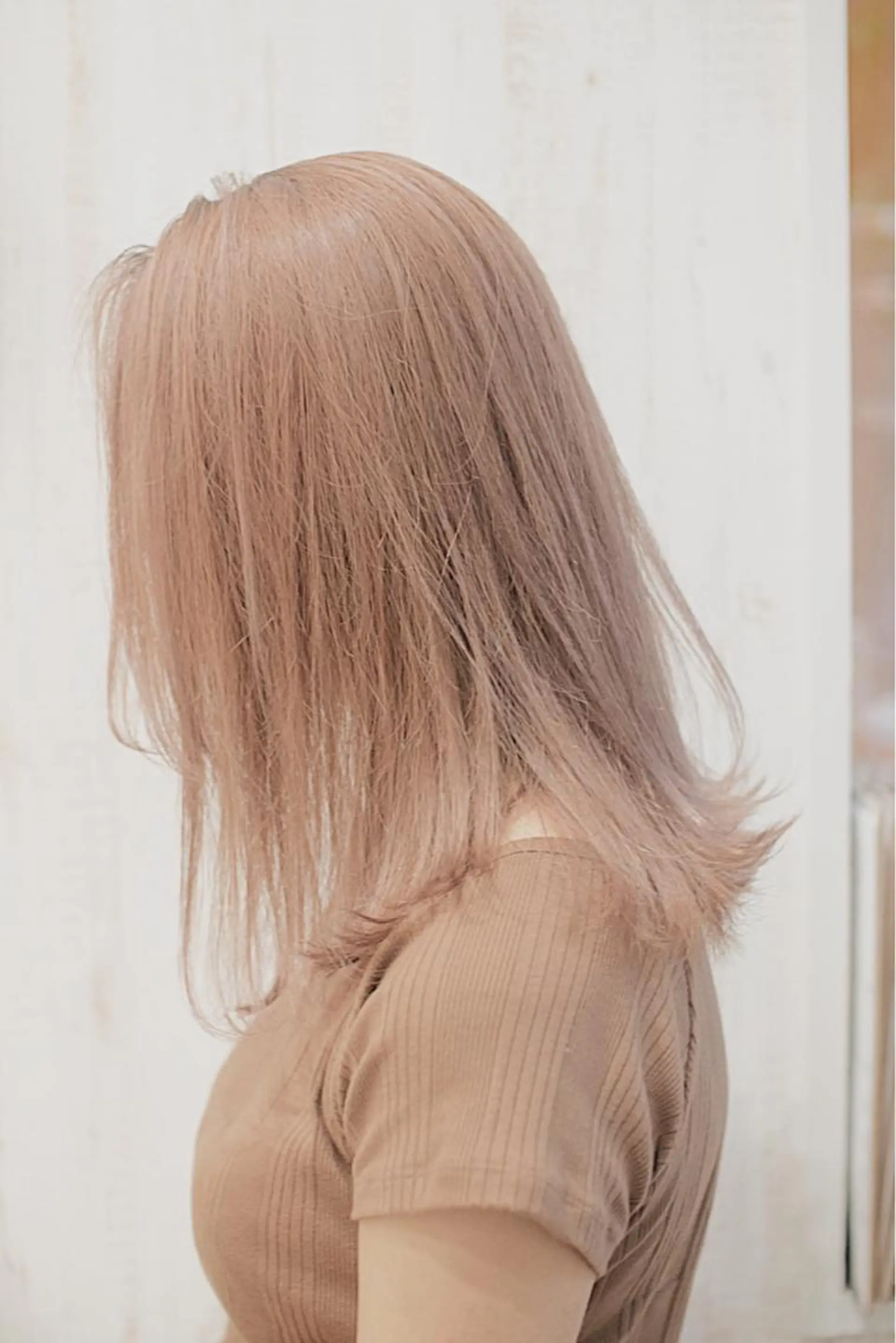 ミディアム カラー ベージュカラー ピンクカラー ピンクベージュ ハイトーンカラー RYUのヘアスタイル