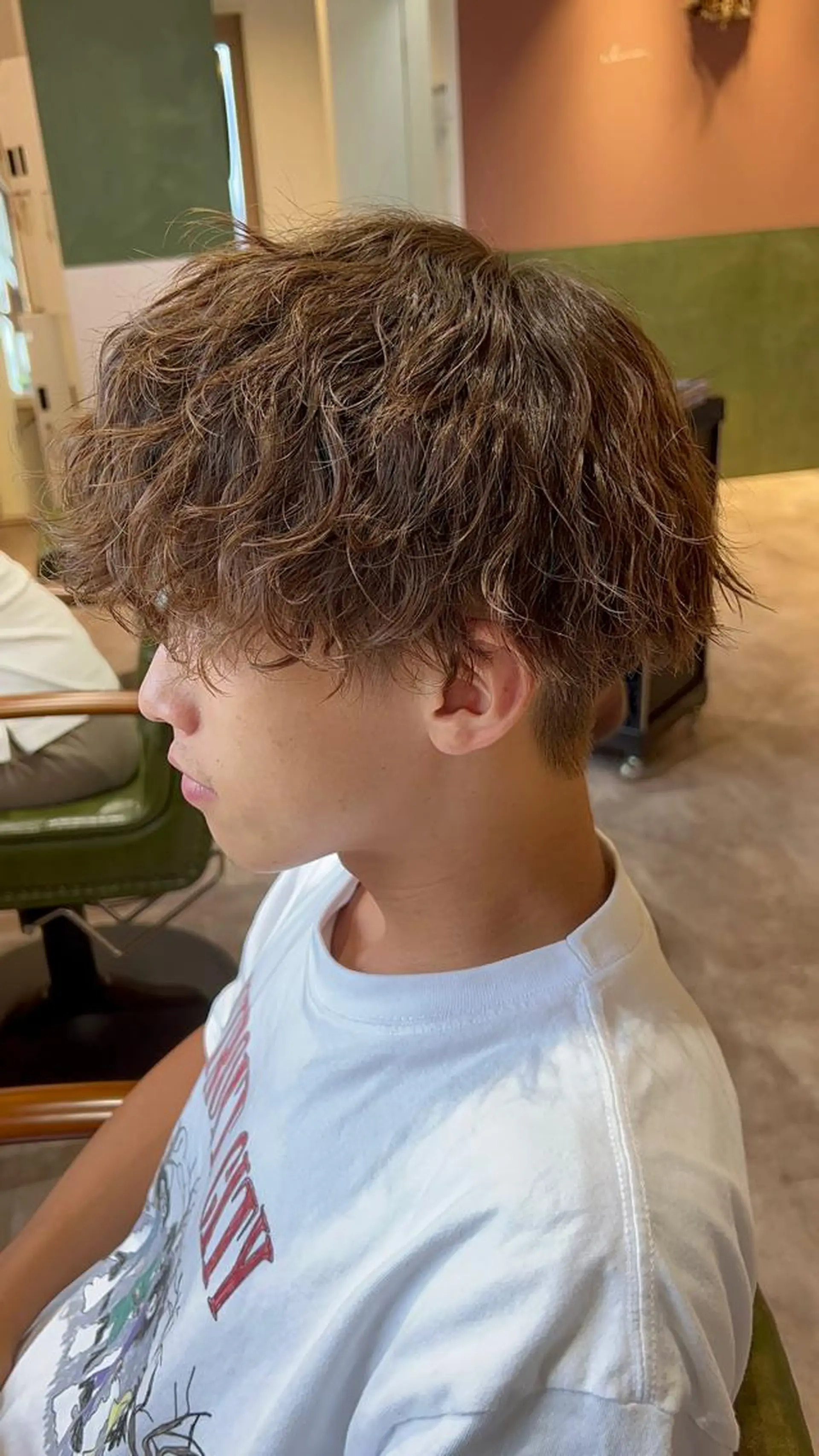 ショート パーマ メンズ 難波/メンズウルフ・ フェザーパーマ鶴田文のヘアスタイル