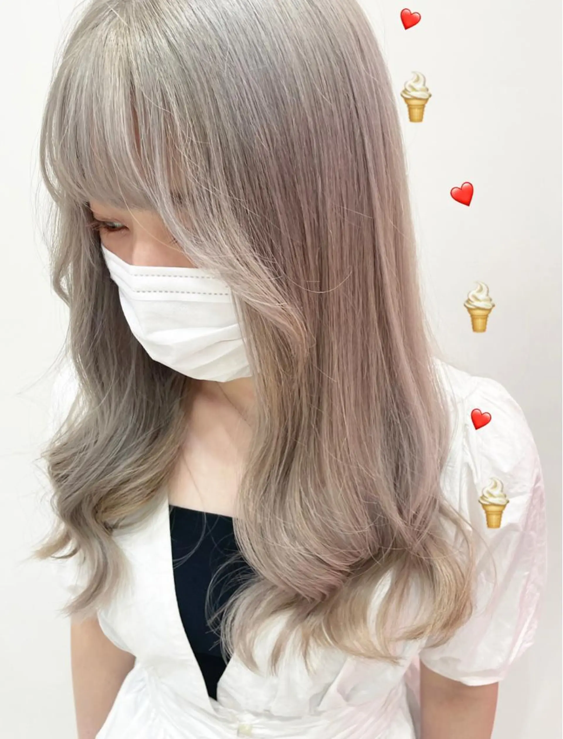 セミロング カラー ブリーチ シルバー ヘアカラー トリートメント EMANON新宿東口所属・新宿駅近♡ ♡個室♡三都季🌜のヘアスタイル