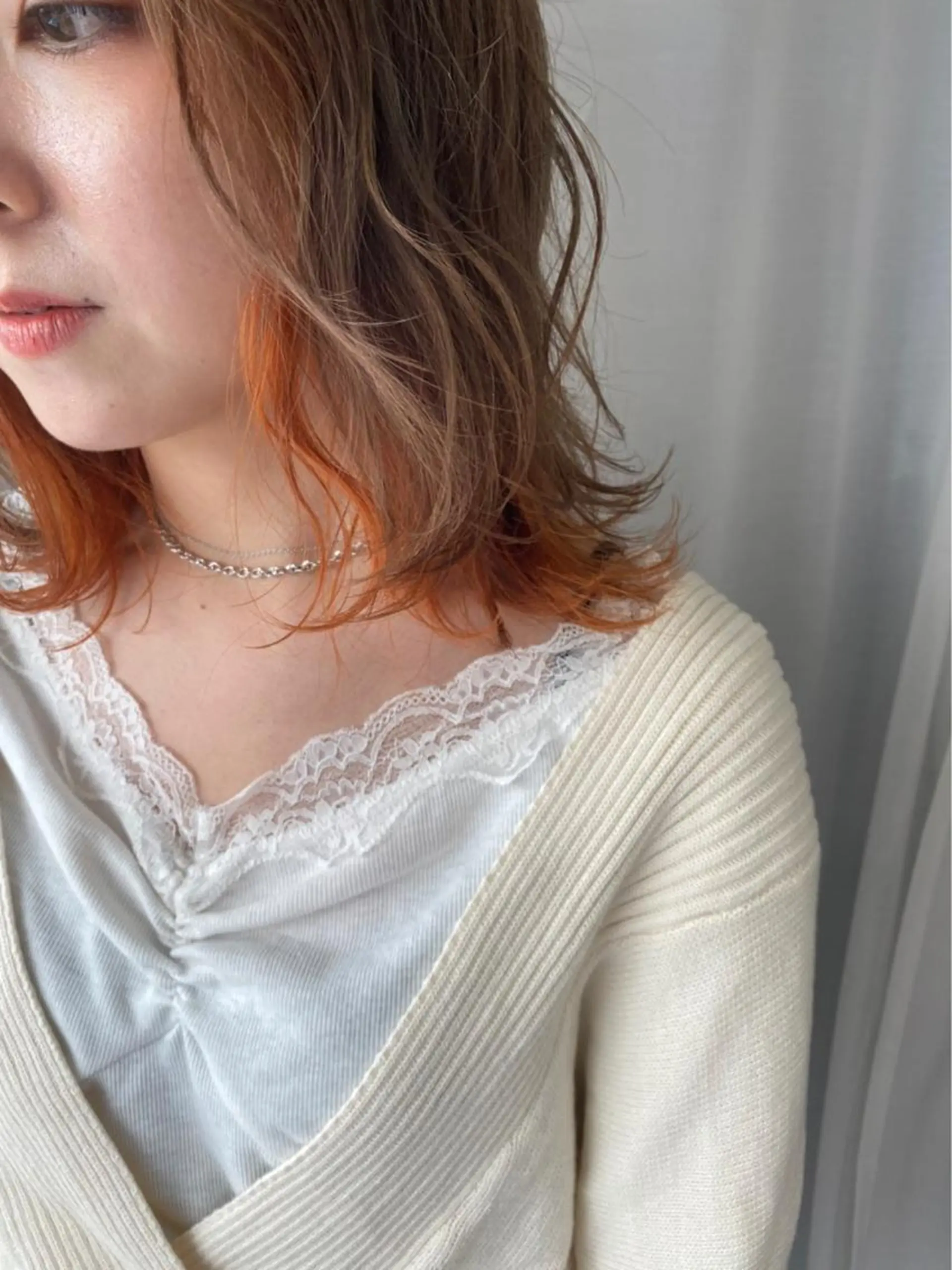 ミディアム カラー ヘアアレンジ オレンジ ヘアカラー トリートメント lani 天神大名/ブリーチのヘアスタイル