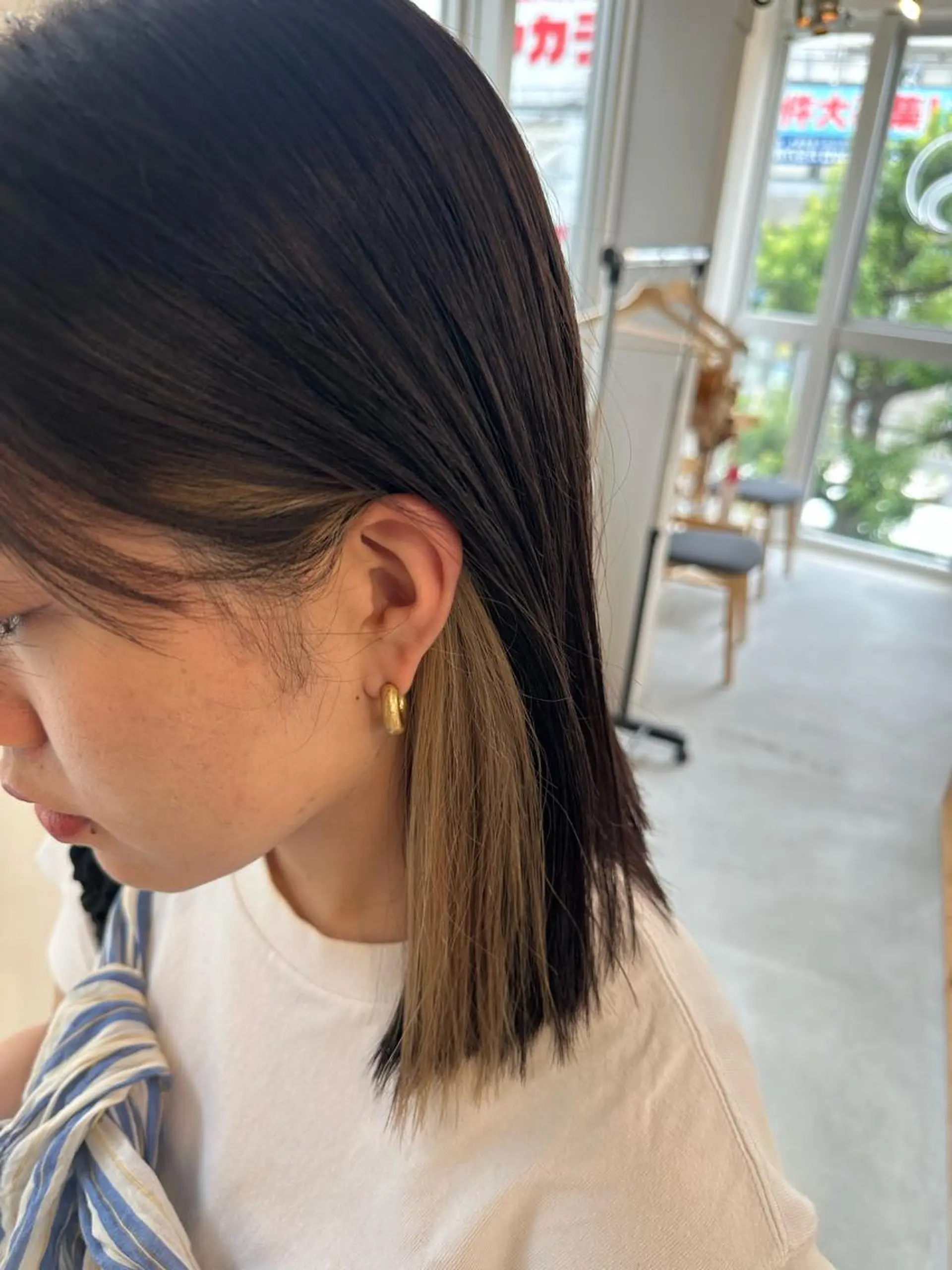 ミディアム カラー グレージュ ヘアカラー 松本 莉央のヘアスタイル