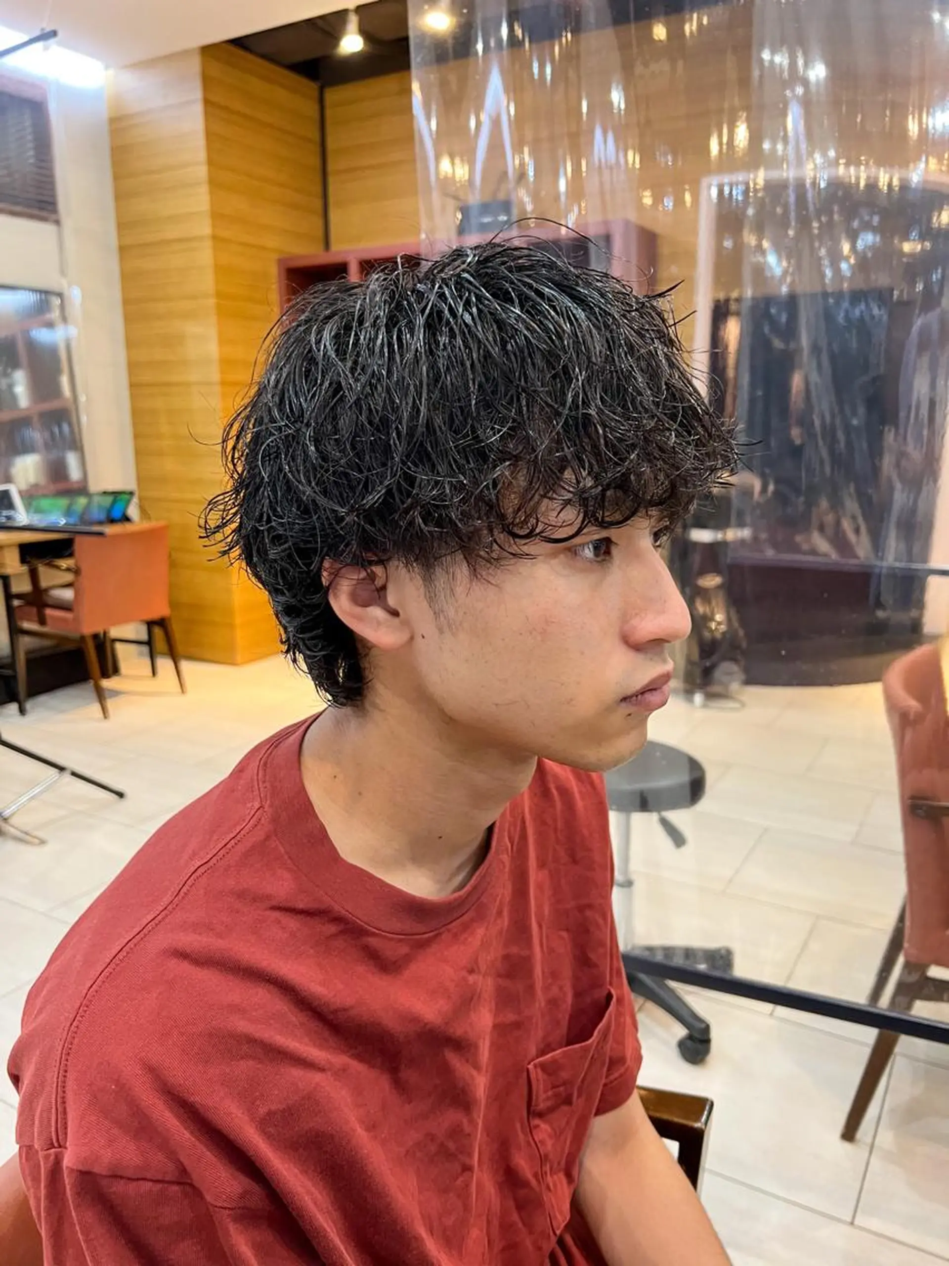 ショート メンズ マッシュウルフ マッシュ メンズウルフカット ウルフカット カット パーマ メンズカット曲がる 縮毛矯正佐々木タクマのヘアスタイル