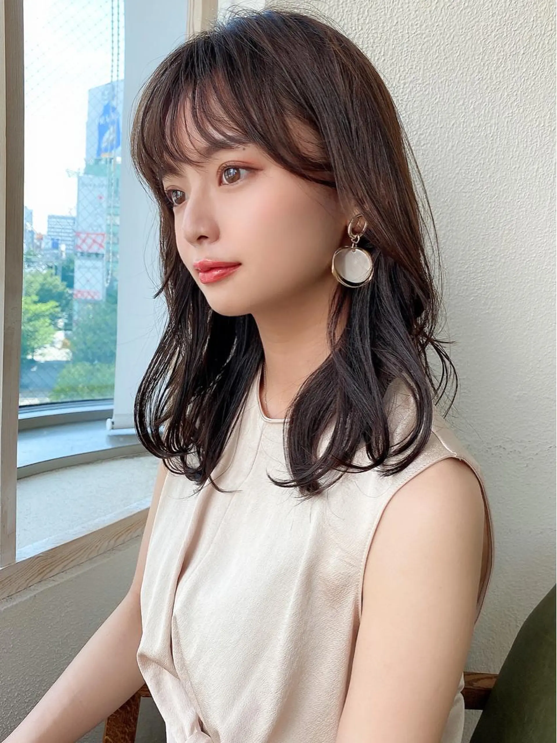 セミロング 顔周りカット 似合わせカット 小顔カット カット ヘアカラー トリートメント 【愛され小顔カット】 YOSHIKIヘアのヘアスタイル