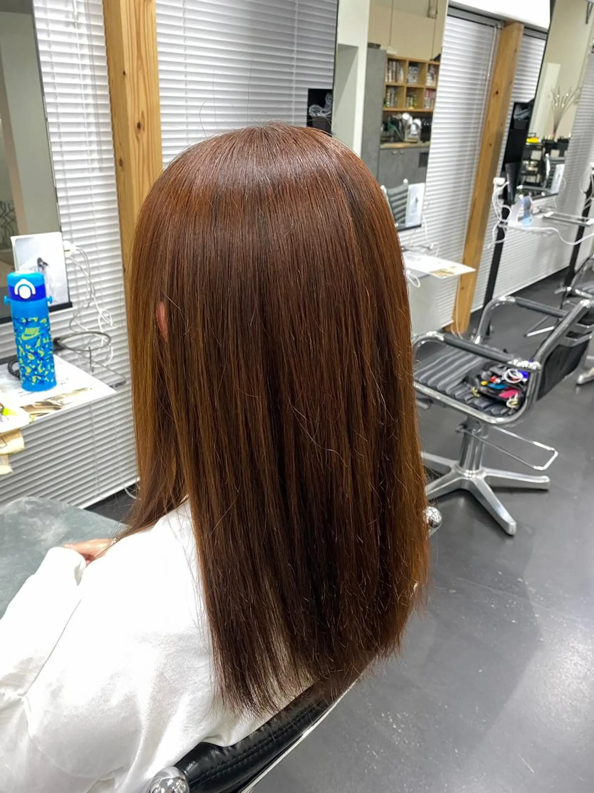 ロング カラー ブリーチ ブラウンカラー ブリーチなしカラー オレンジ 前田 香恋のヘアスタイル