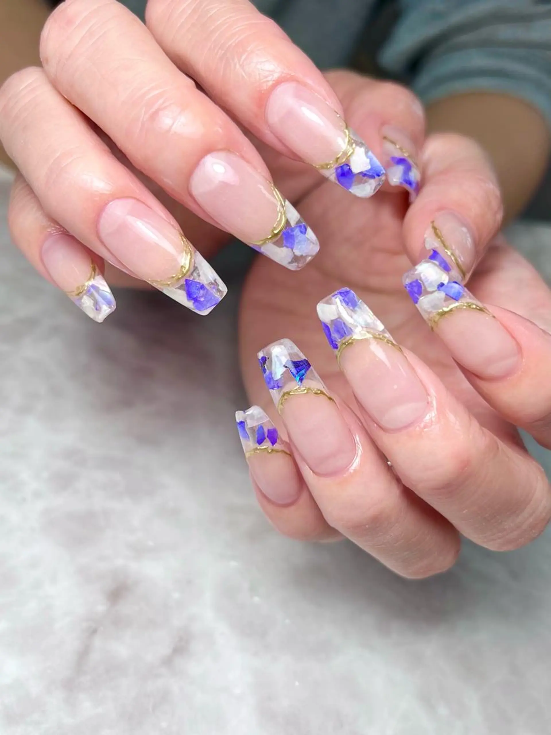 ロング ネイル ミラーネイル スカルプネイル ハンドネイル Nailsalon E's cafeのネイルデザイン