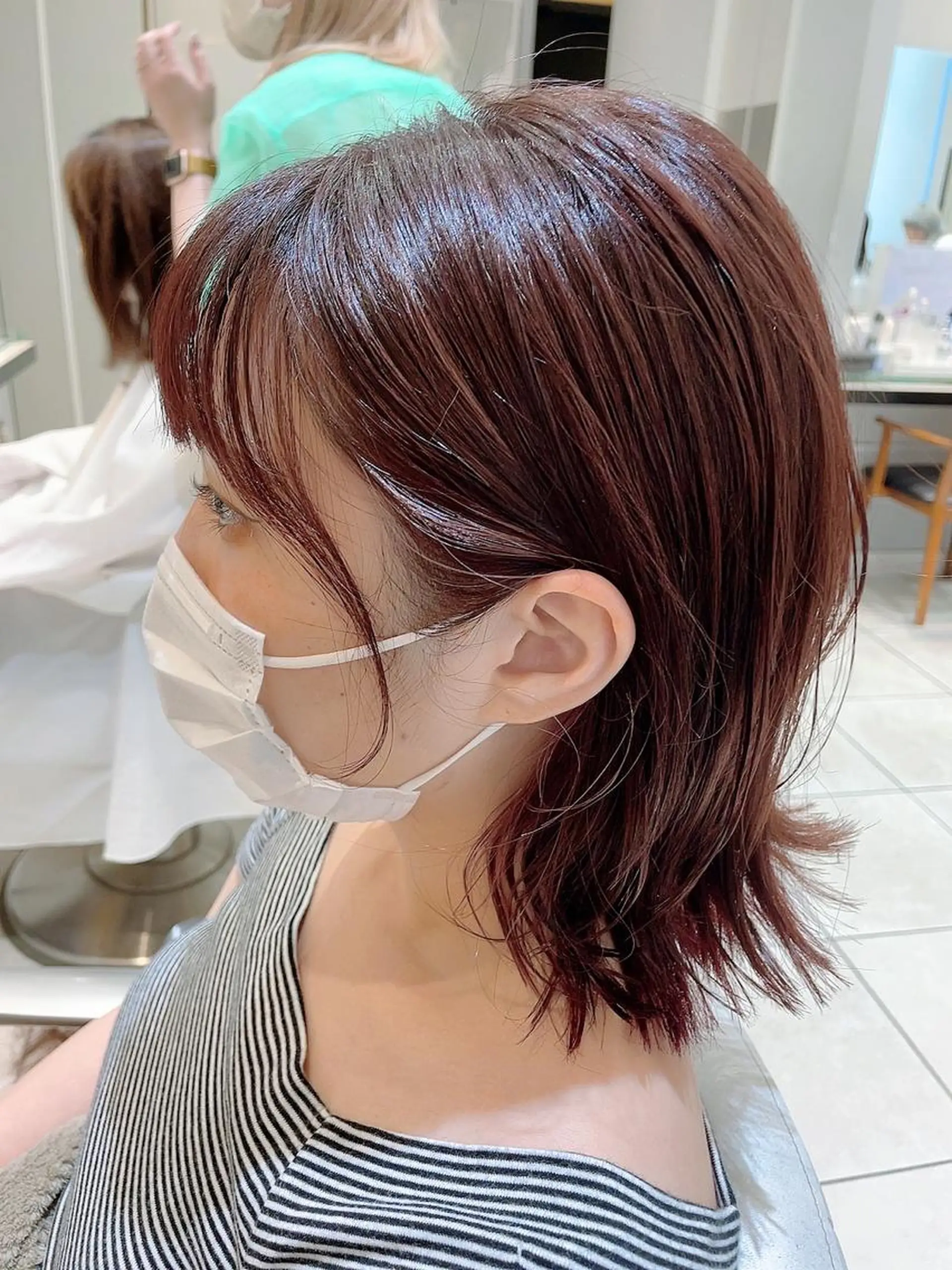 ミディアム カラー ブラウンカラー インナーカラー ピンクカラー ピンクブラウン カット ヘアカラー トリートメント 🦖鶴岡香純🦖 産休中のヘアスタイル