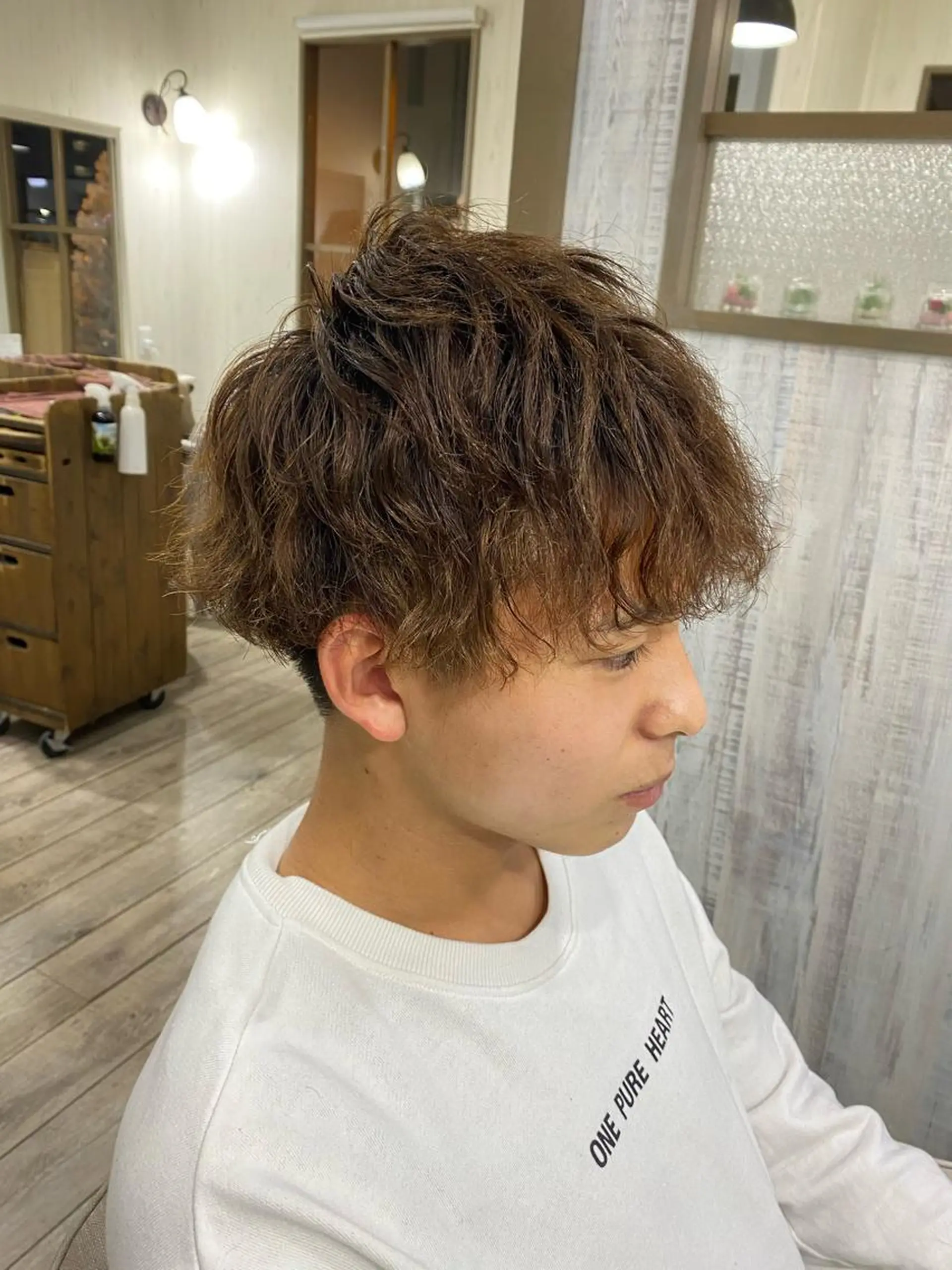 ショート パーマ メンズ ヘアカラー パーマ イシジマ タカナリのヘアスタイル