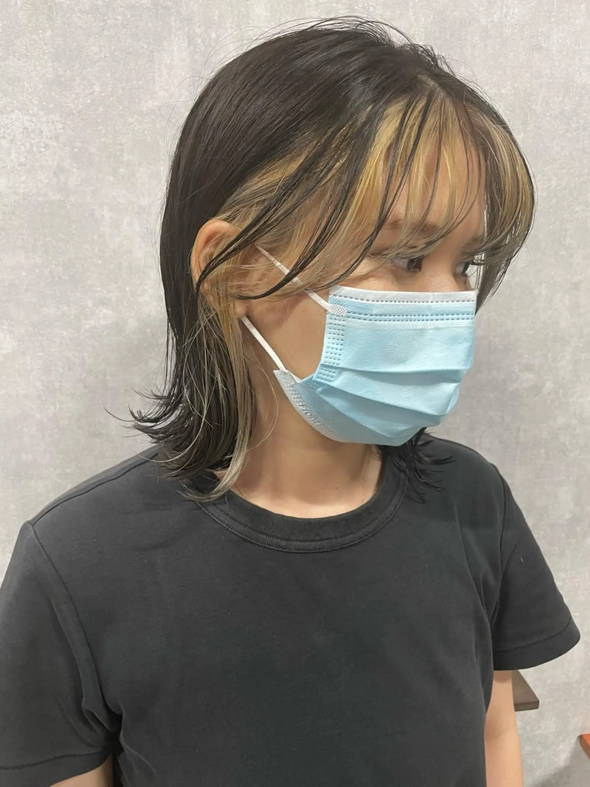 ミディアム 切りっぱなしボブ ショートボブ ミディアムパーマ アッシュ ミストバング C’LD hair produce /シールドヘア所属・モテ髪/ボブ/ショー ト/アダチフウトのヘアスタイル