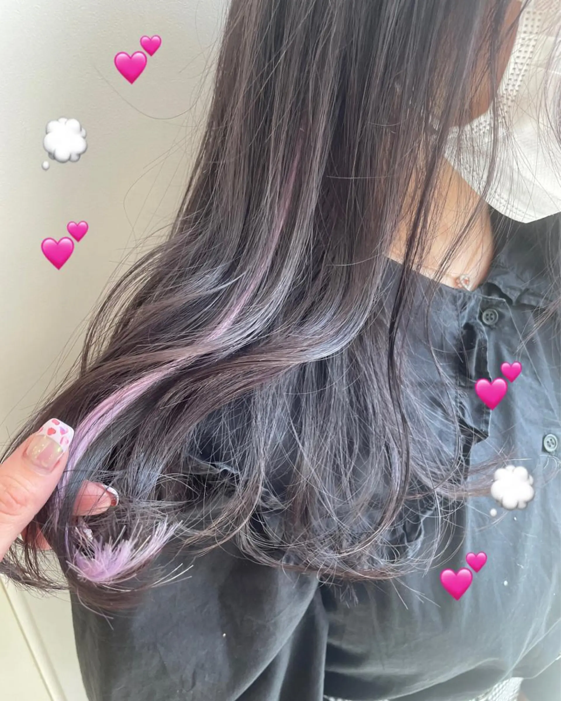 ミディアム カラー ヘアアレンジ シールエクステ ラベンダーカラー ラベンダーグレー エクステ EMANON新宿東口所属・新宿駅近♡ ♡個室♡三都季🌜のヘアスタイル