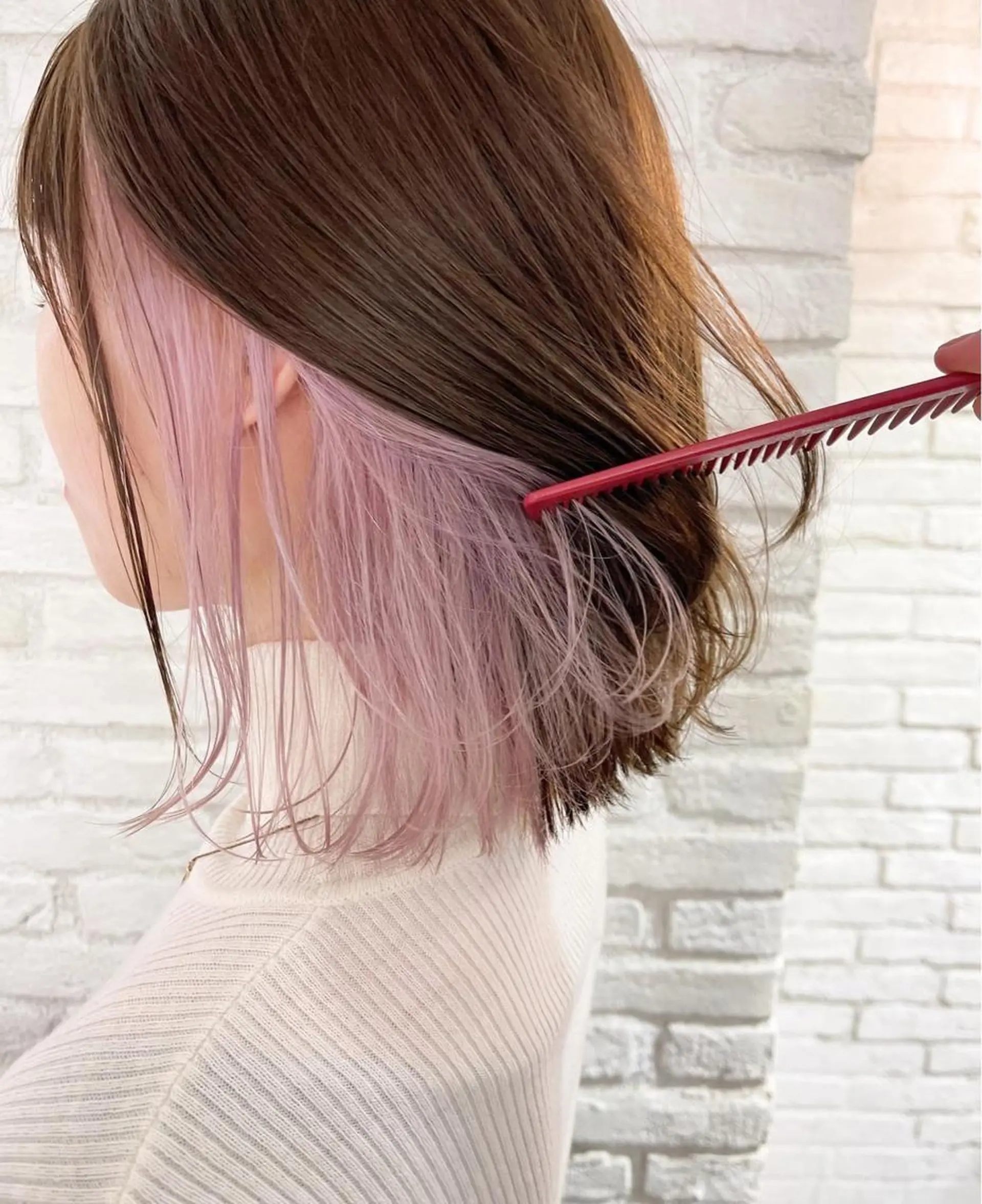 ミディアム カラー インナーカラー ピンクカラー 韓国ヘア/艶カラー /田中悠佑のヘアスタイル