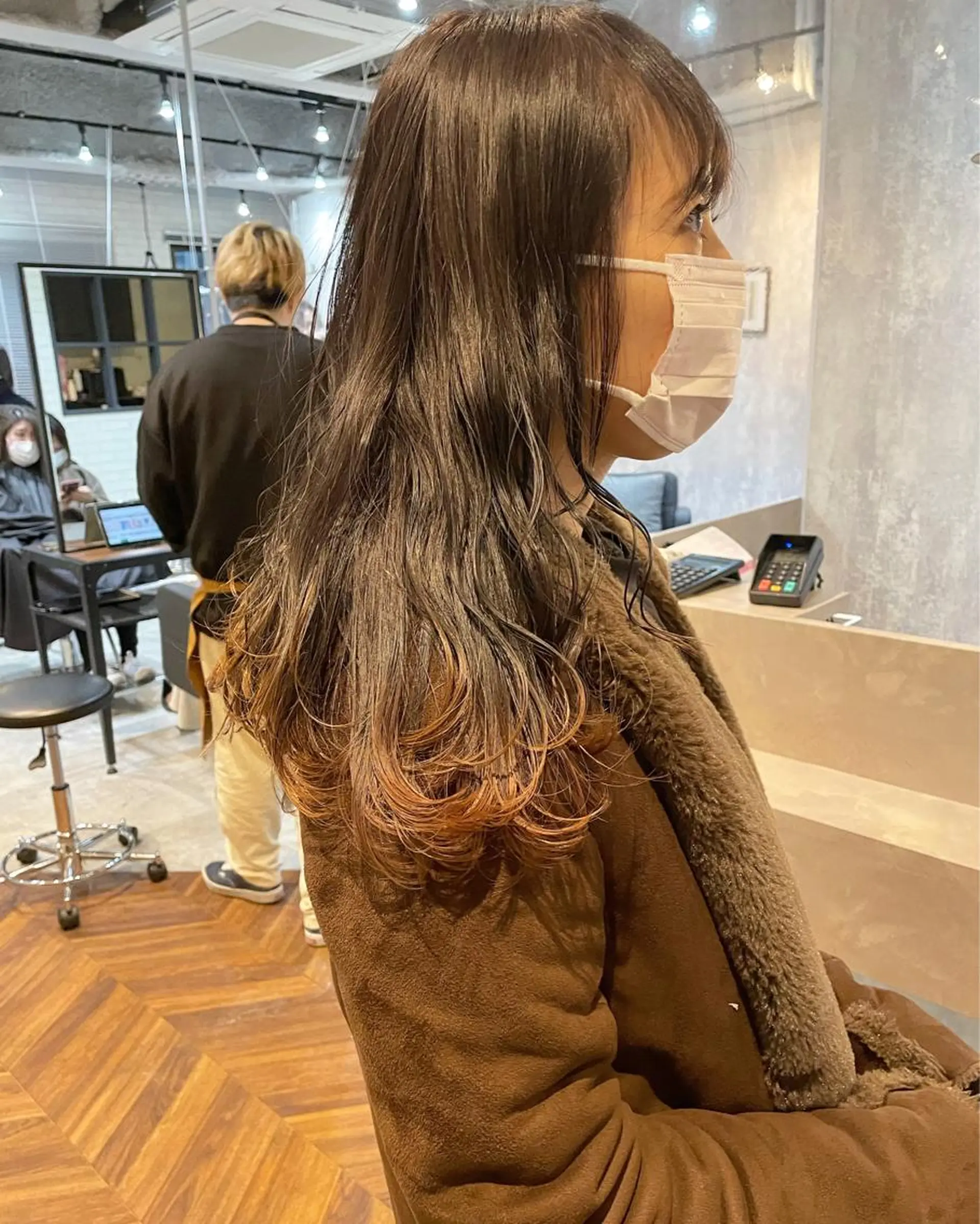 カラー アッシュ アッシュグレー オレンジ ヘアカラー レイヤー/ボブ/ 顔周り/yukinaのヘアスタイル