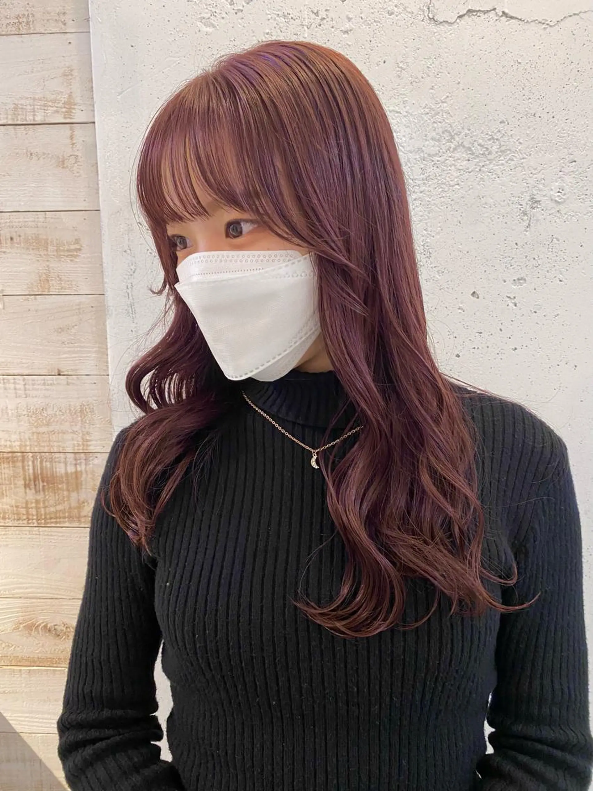 ロング カラー ブリーチ ラベンダーカラー ブリーチなしカラー ピンクカラー ピンクラベンダー ブリーチなしカラー レイヤーカットのヘアスタイル