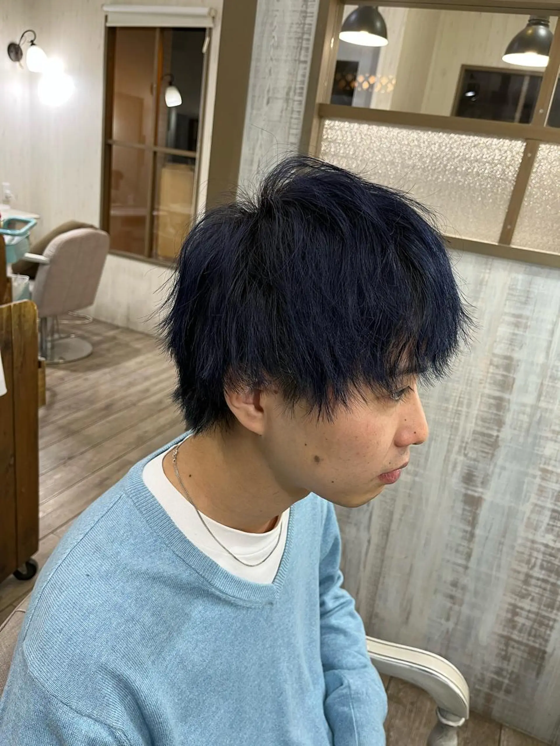 カラー メンズ ブルーカラー ネイビーカラー ヘアカラー トリートメント イシジマ タカナリのヘアスタイル