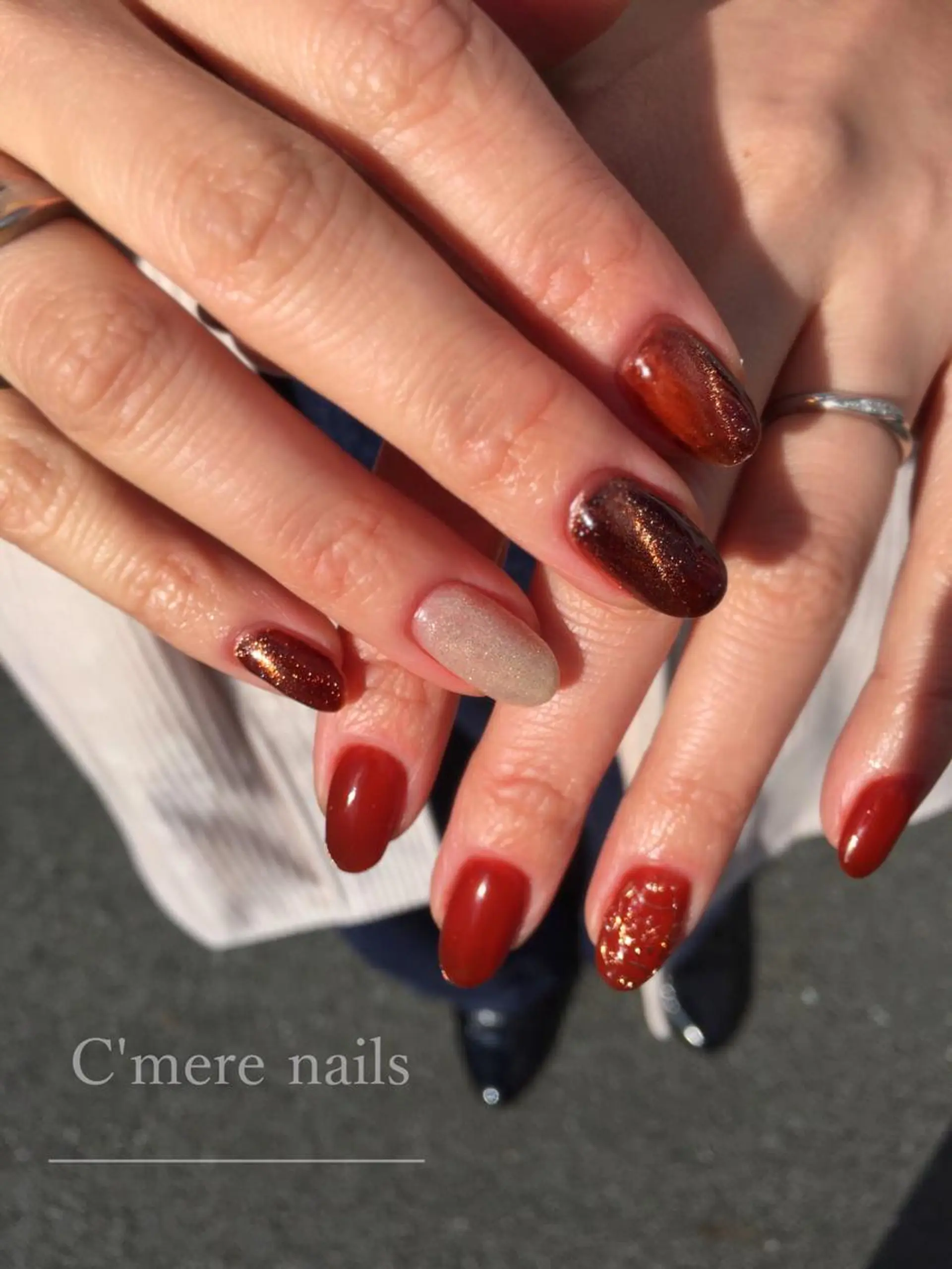 ネイル フレンチネイル ミラーネイル ハンドネイル C'mere nailsのネイルデザイン