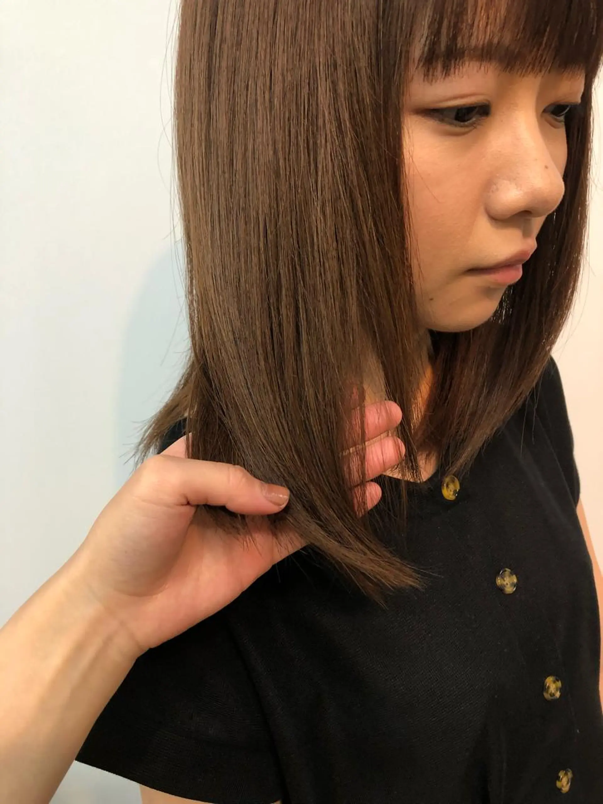 ミディアム カラー カット ヘアカラー トリートメント 桑原 菜摘のヘアスタイル