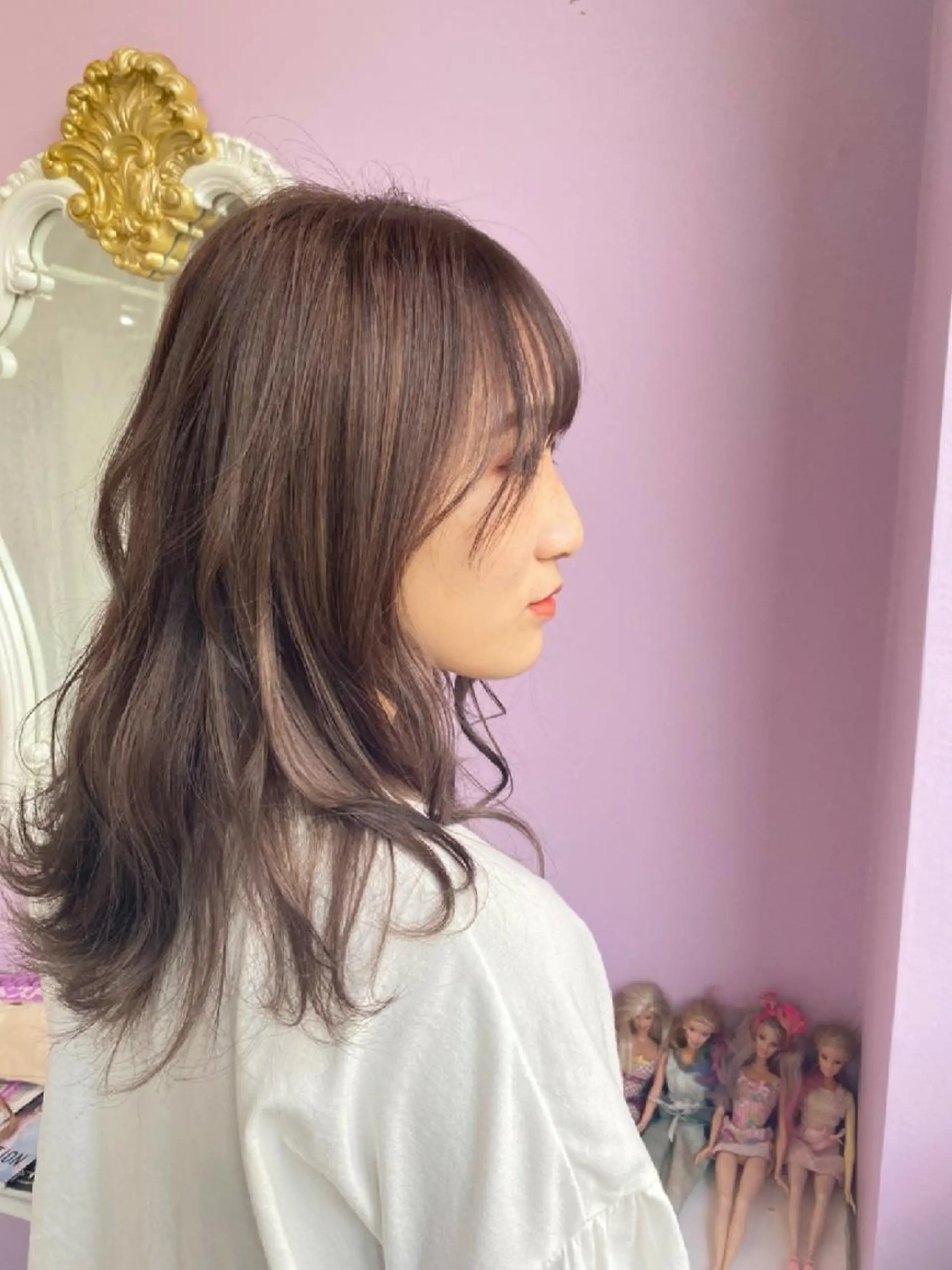 セミロング カラー ヘアアレンジ グレージュ ヘアカラー ナカシマ  アユミのヘアスタイル