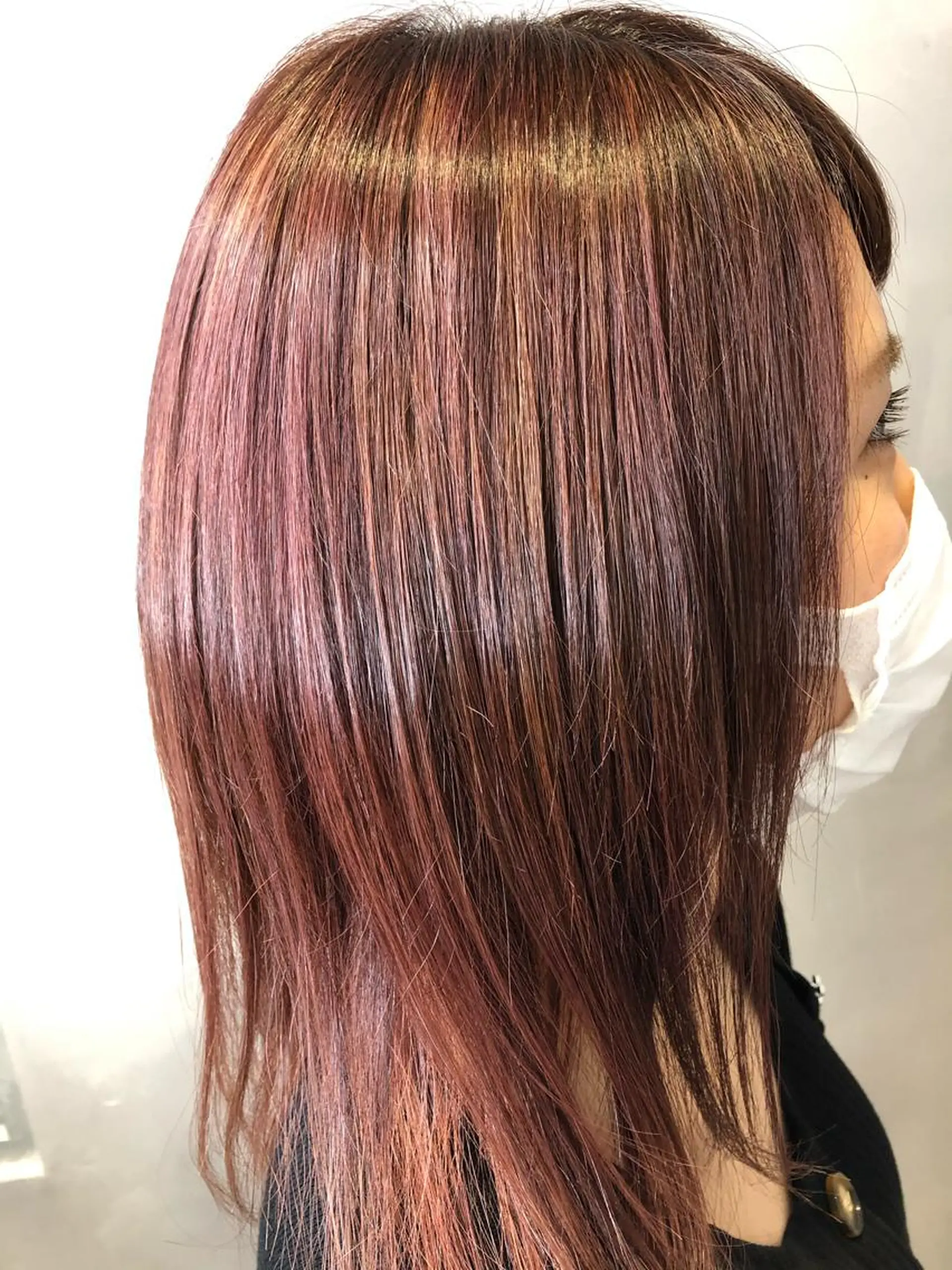 ミディアム カラー ハイダメージ毛 縮毛矯正のヘアスタイル