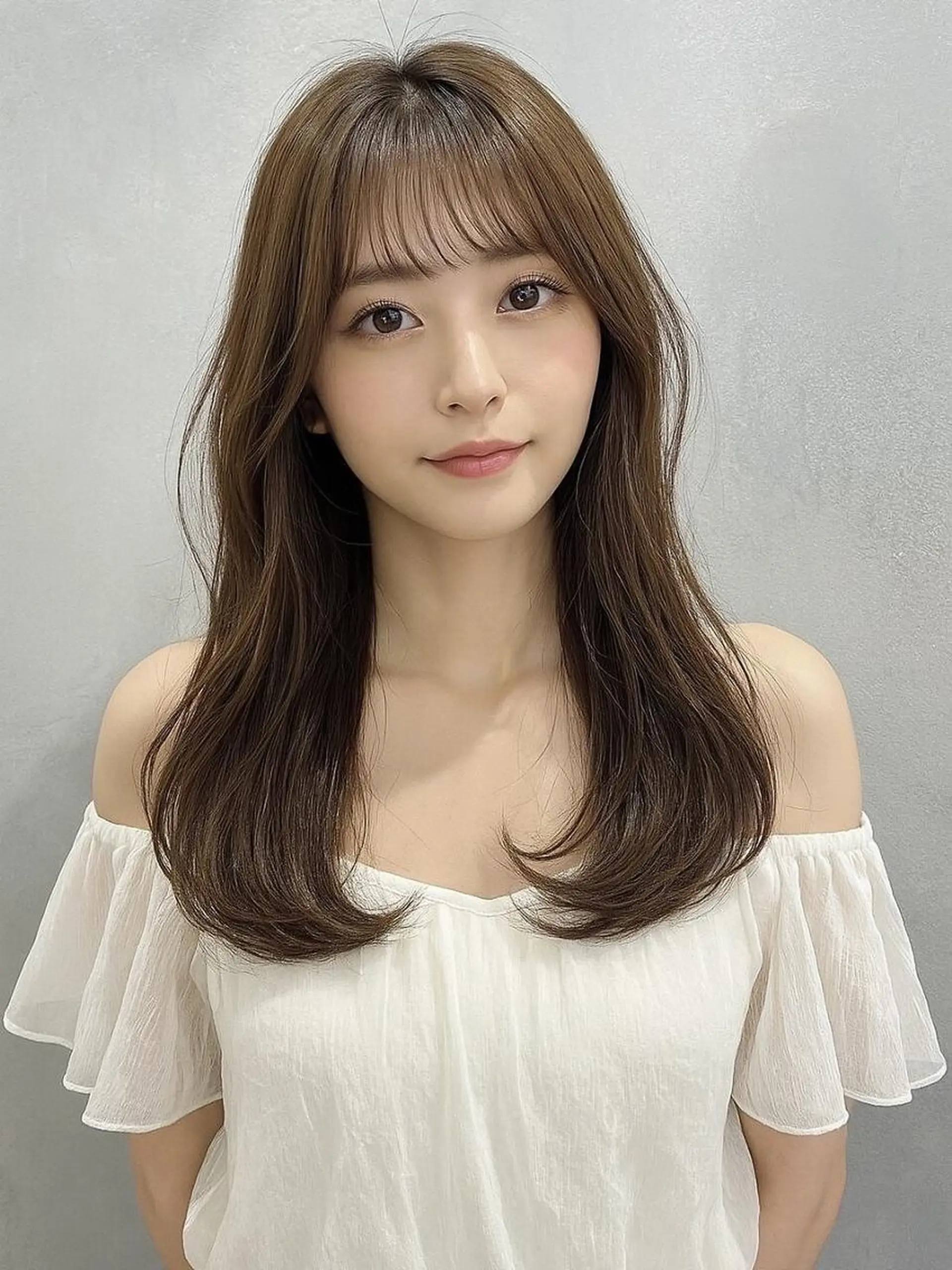 セミロング カット トリートメント 骨格補正似合わせ カット阿部建のヘアスタイル