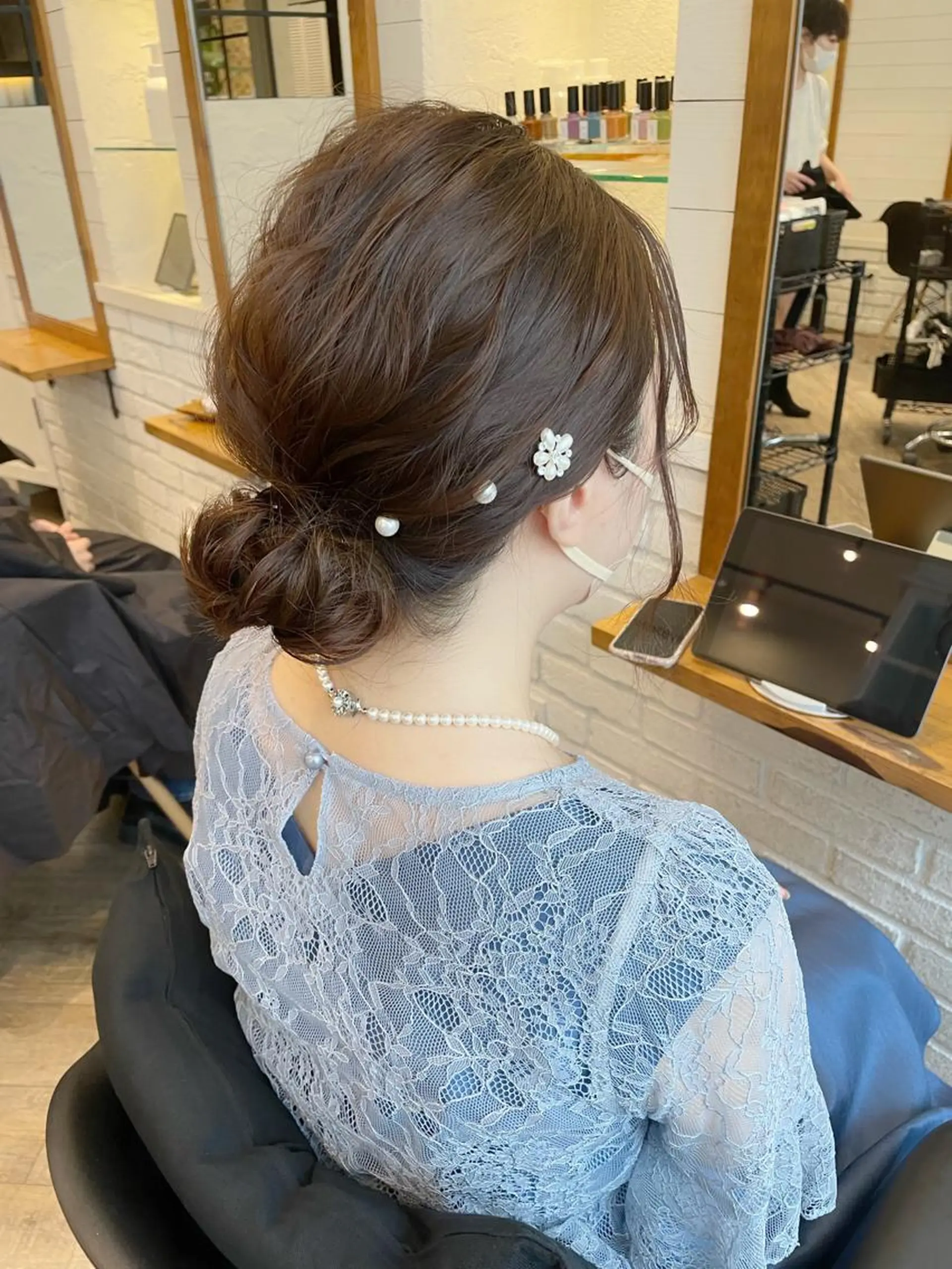 ミディアム お団子ヘア ヘアセット Hair Salon BOTTOMS所属・✨透明感ケアカラー✨ 長野ゆきなのヘアスタイル