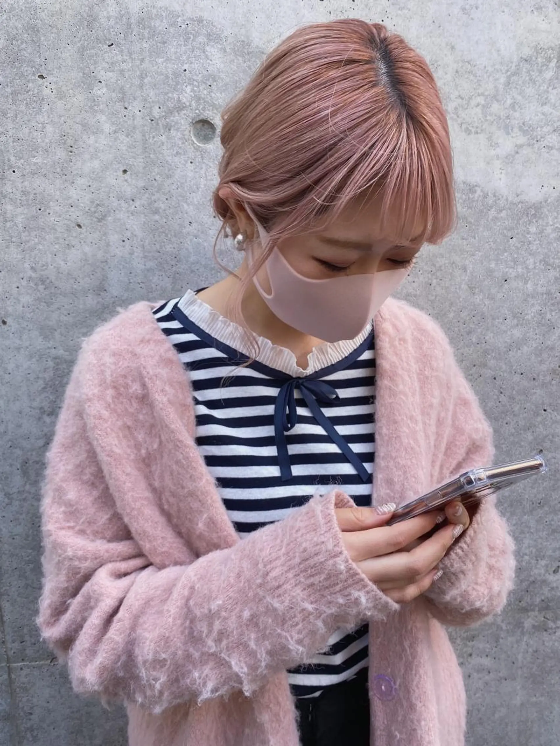 ミディアム カラー ヘアアレンジ ベージュカラー ブリーチ ミルクティーベージュ メンズカットモデル/ 梅田美容室/runaのヘアスタイル