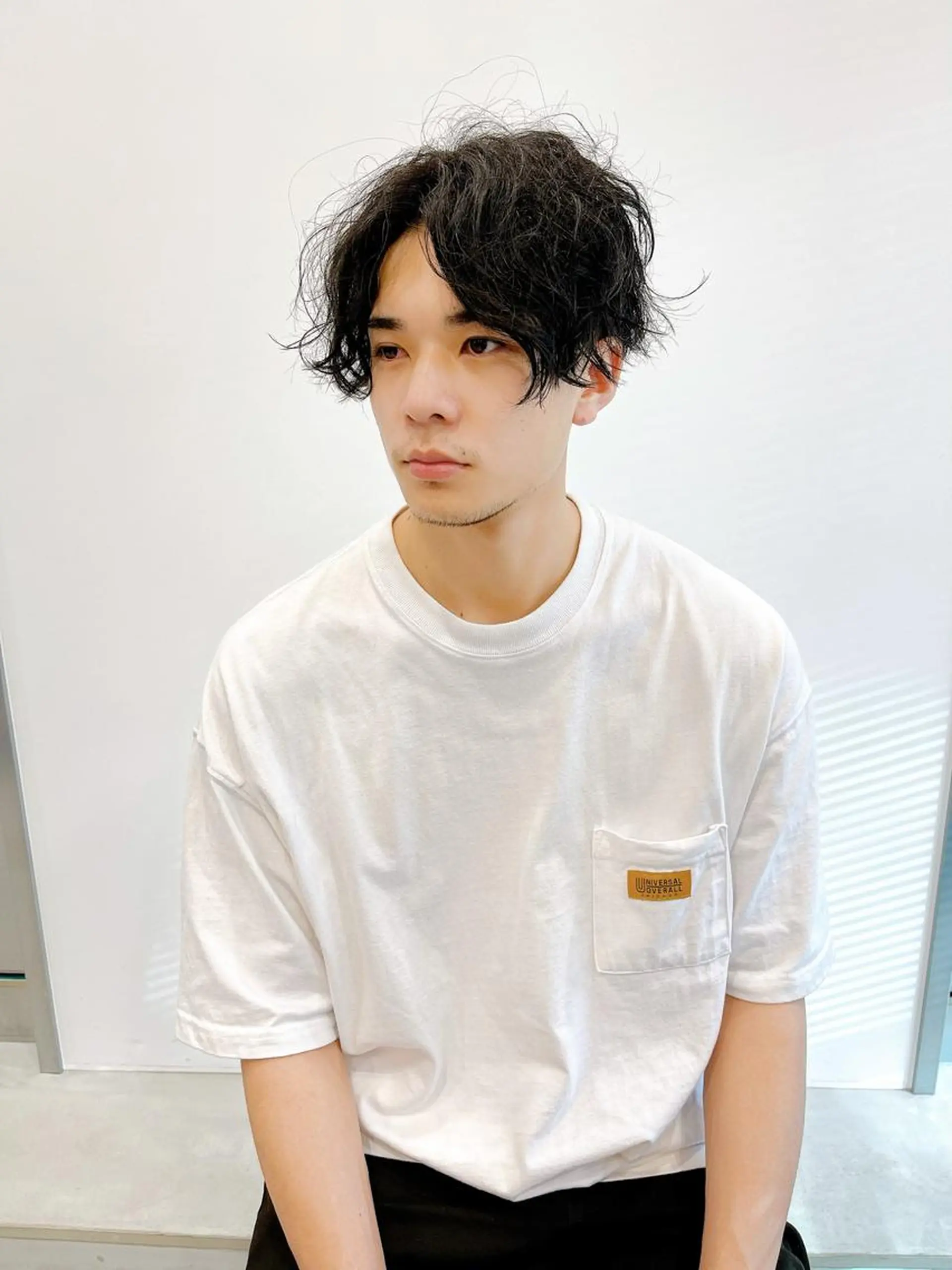ショート パーマ メンズ センターパート カット パーマ メンズパーマ タカキリョウのヘアスタイル