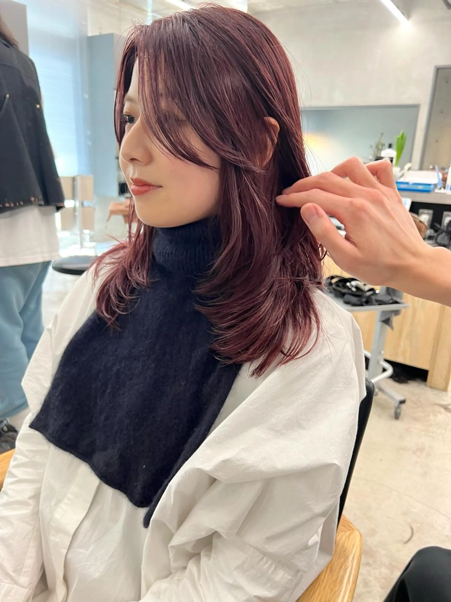 ミディアム カラー レイヤーカット カット 縮毛矯正 sakoda shunkiのヘアスタイル