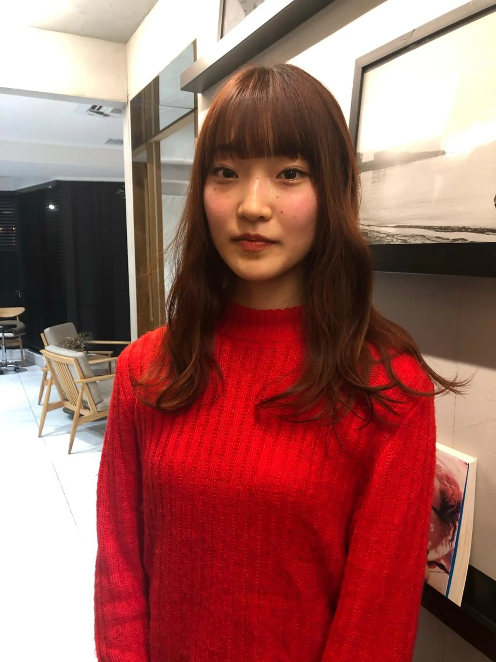 ロング オレンジブラウン ハイライト ミヤギ リュウキのヘアスタイル