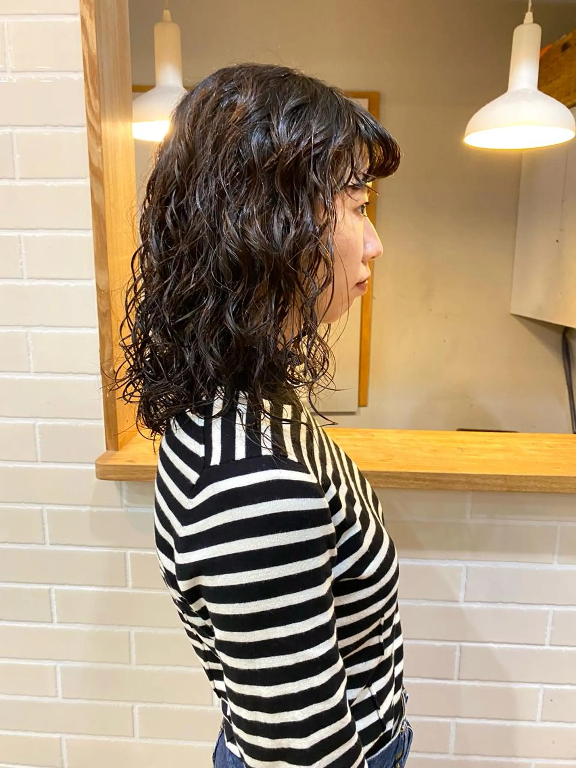 ミディアム パーマ カット ヘアカラー トリートメント 店長　ショート& パーマ　坂本のヘアスタイル