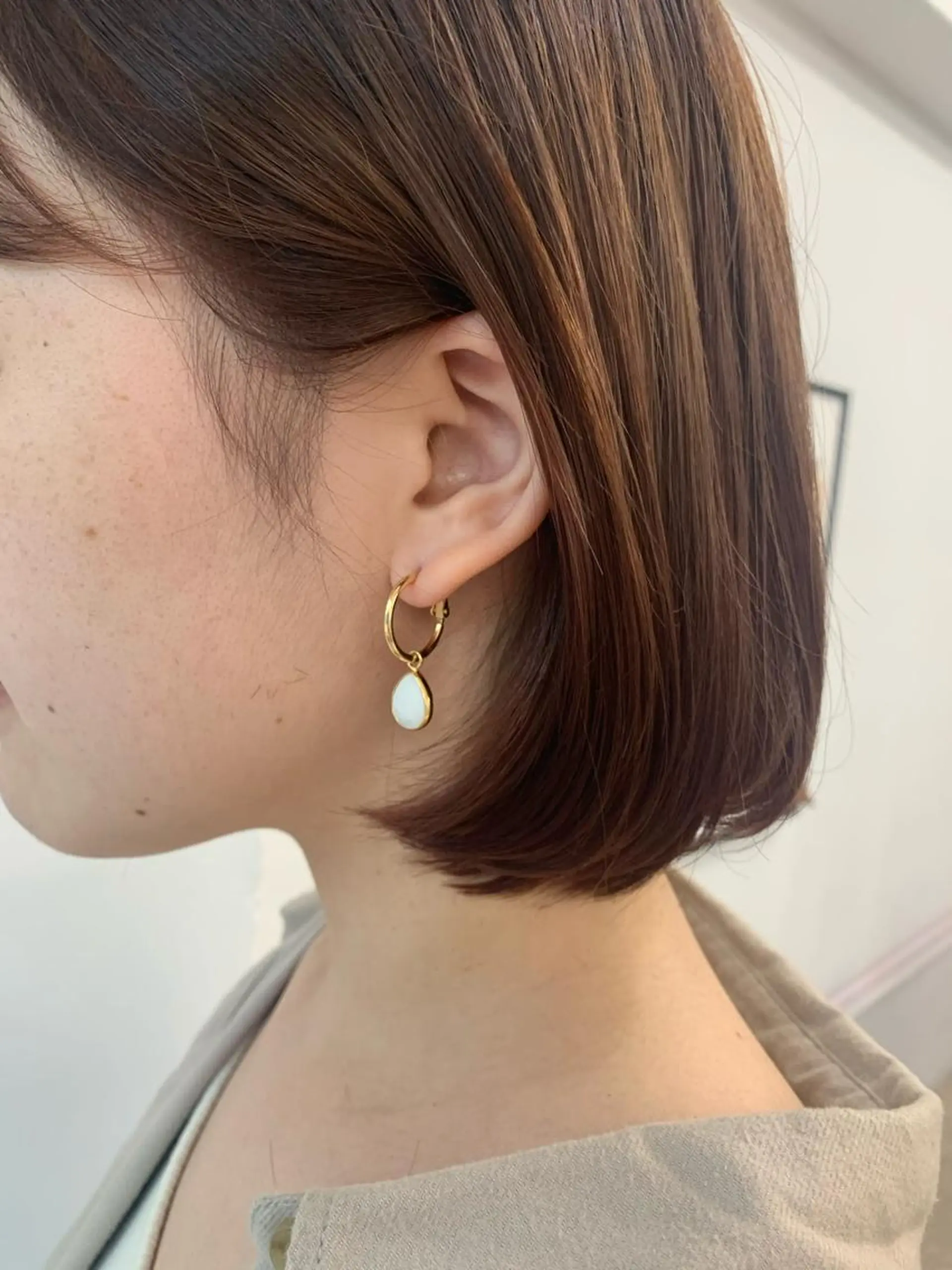 ミディアム カラー ベージュカラー オレンジ オレンジベージュ ボブ カット ヘアカラー トリートメント chama レイヤーカットのヘアスタイル