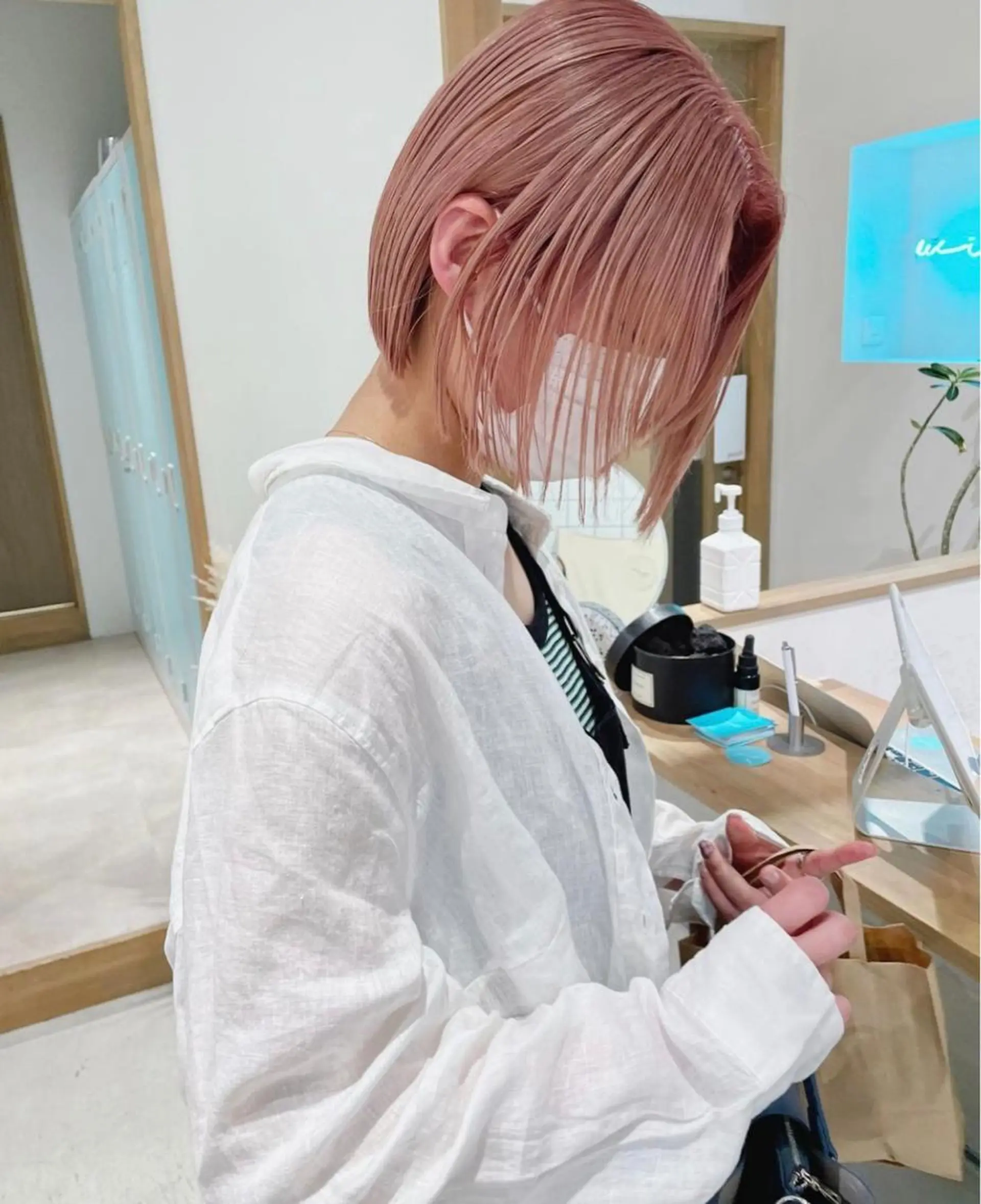 ミディアム カラー ヘアアレンジ カット ヘアカラー トリートメント ボブ/プツボブ tsumuguのヘアスタイル