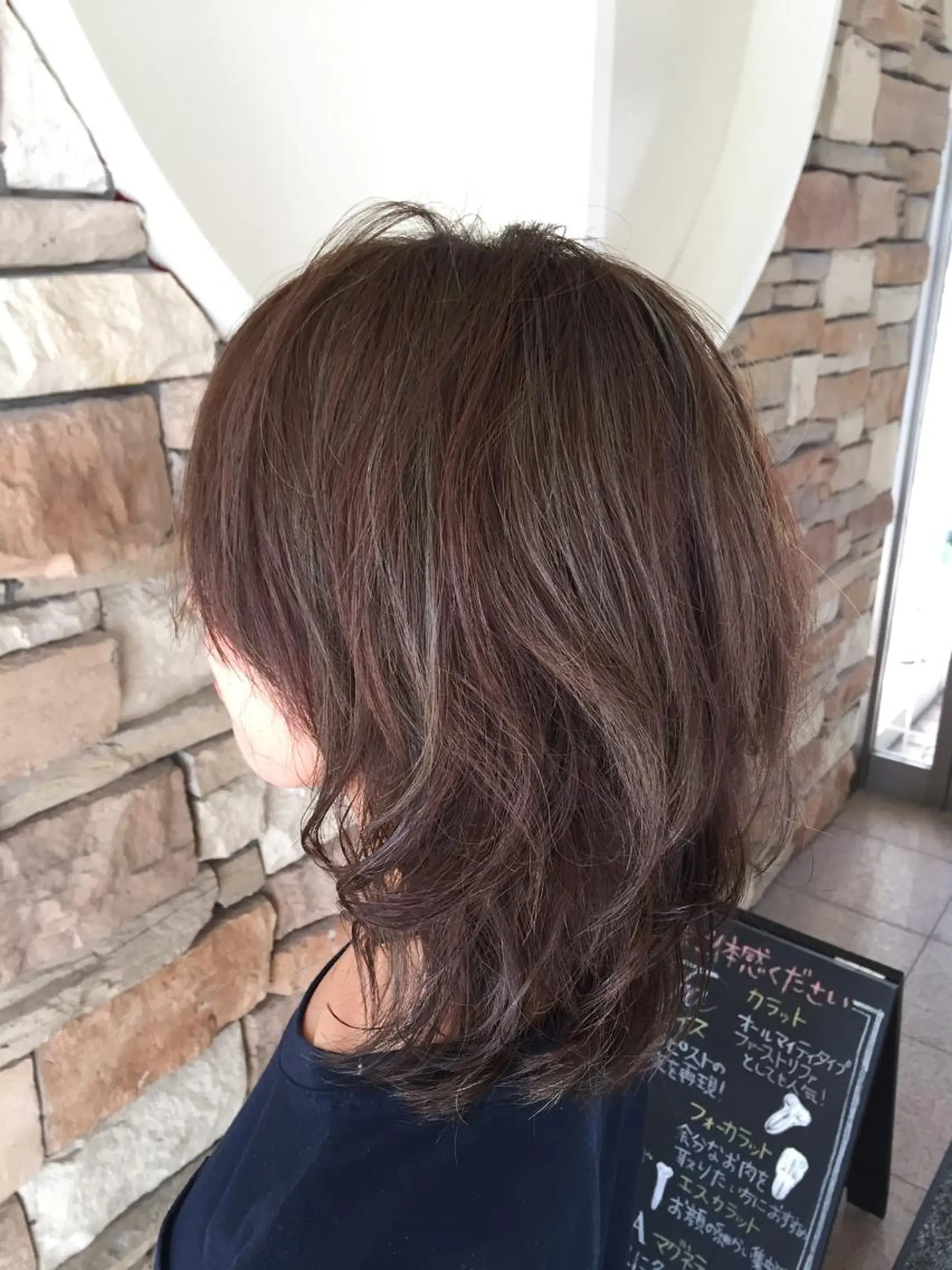 ミディアム カラー ハイライトカラー ハイライト 福元 保雄のヘアスタイル