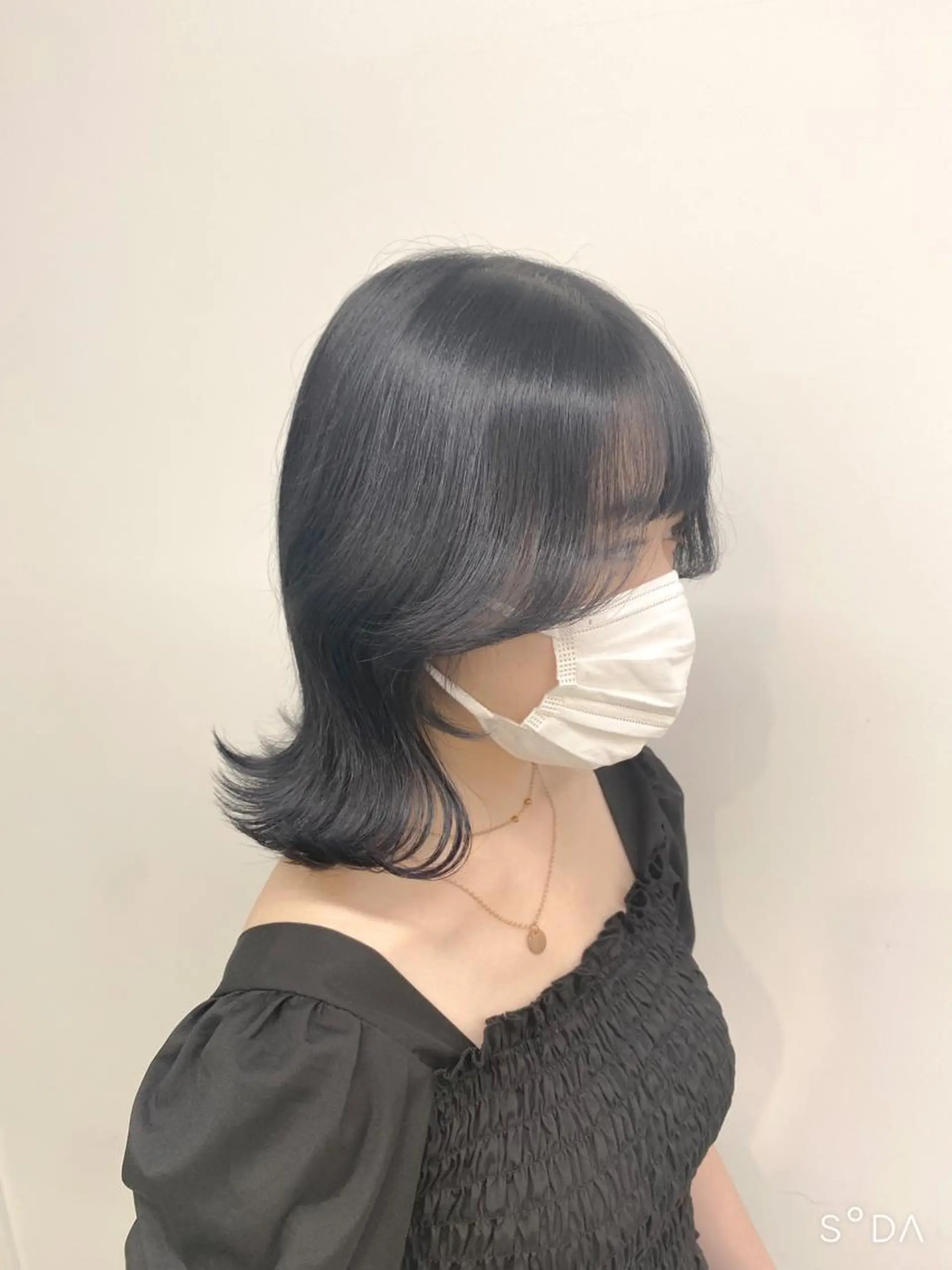 ミディアム カラー ヘアアレンジ 黒髪 ブルーカラー ブルーブラック くびれヘア おくれ毛 ARiA by ECLART所属・💖韓国ヘアの匠 💖TAKUMI💖のヘアスタイル