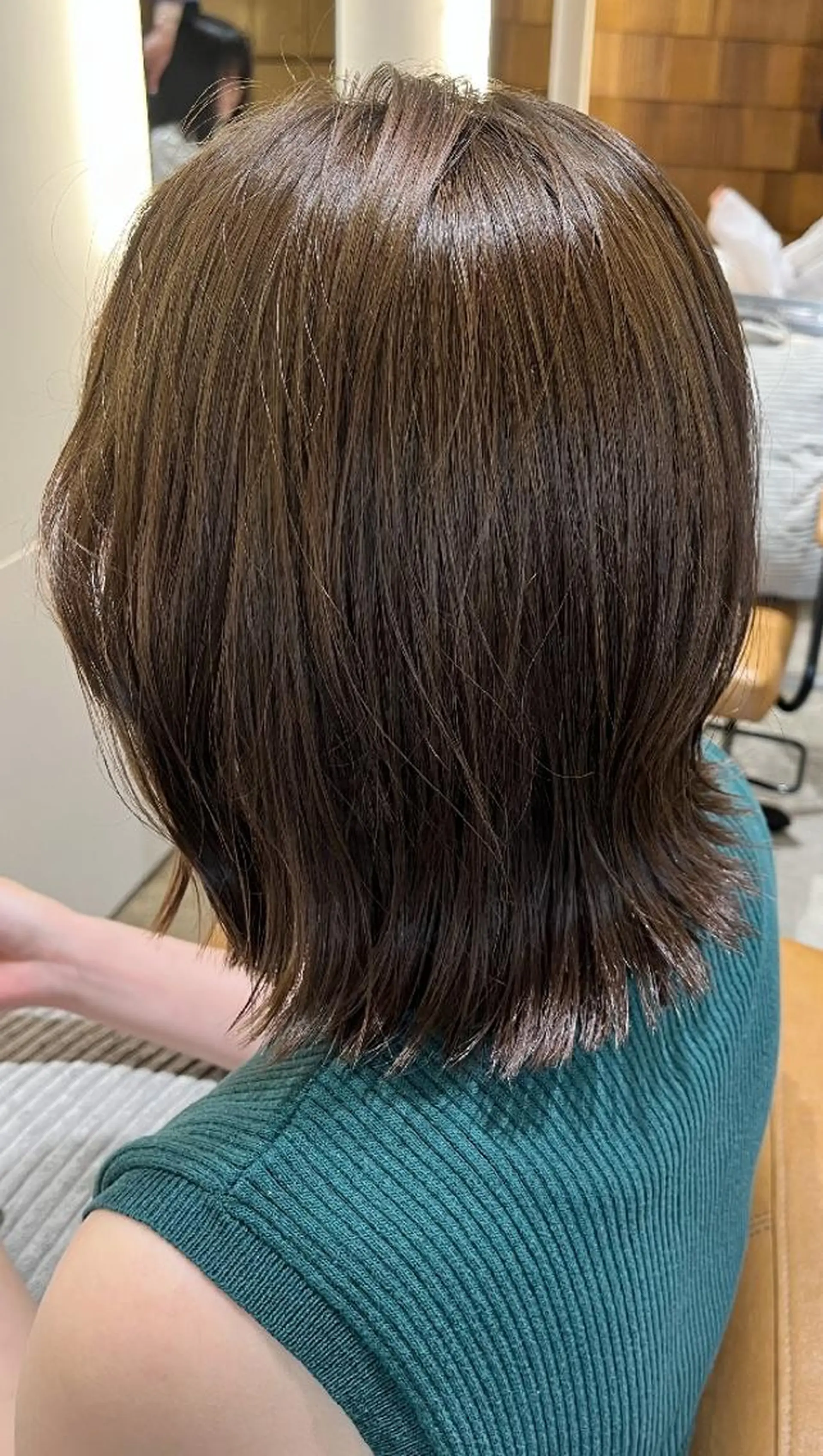 ミディアム カラー ベージュカラー オリーブベージュ くびれヘア 似合わせカット カット ヘアカラー トリートメント 中野渡 真利那のヘアスタイル