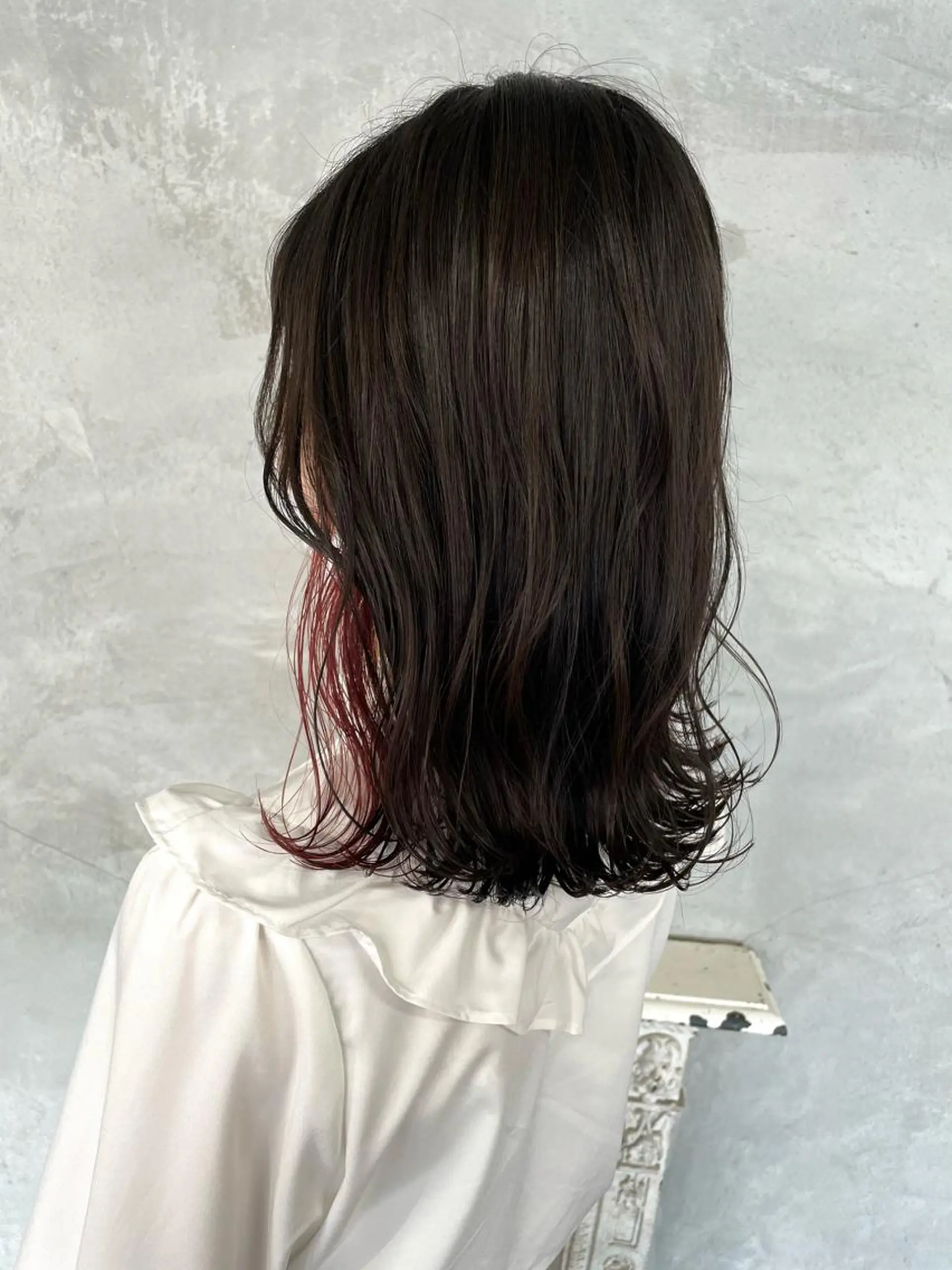 セミロング カラー イヤリングカラー レッドカラー 暖色/ピンクブラウン 🌷岡田真季のヘアスタイル