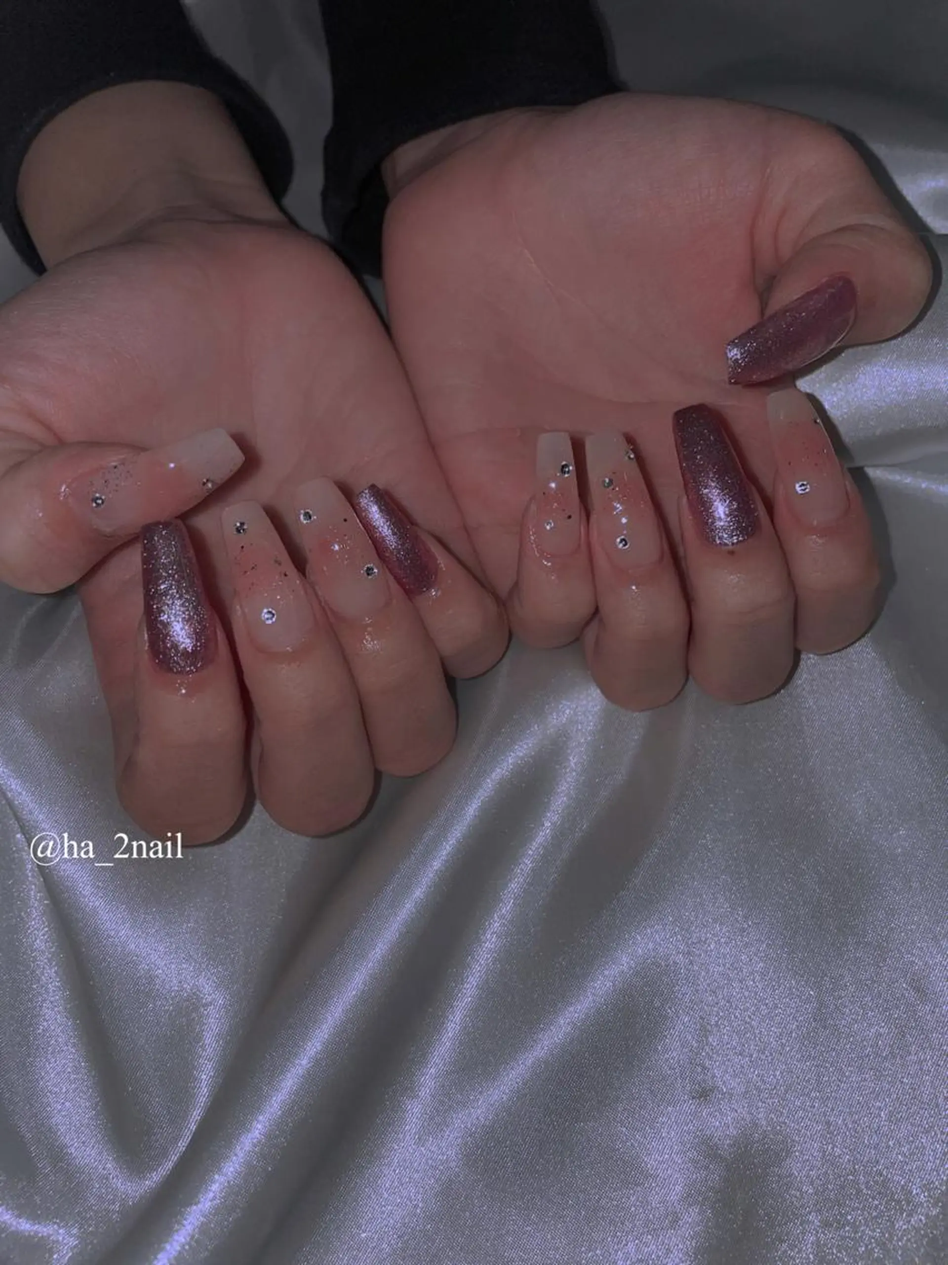 ネイル チークネイル ラメ(グリッター) ピンク NAIL and EYELASH ALPHA.所属・ALPHA. 姫繇のネイルデザイン