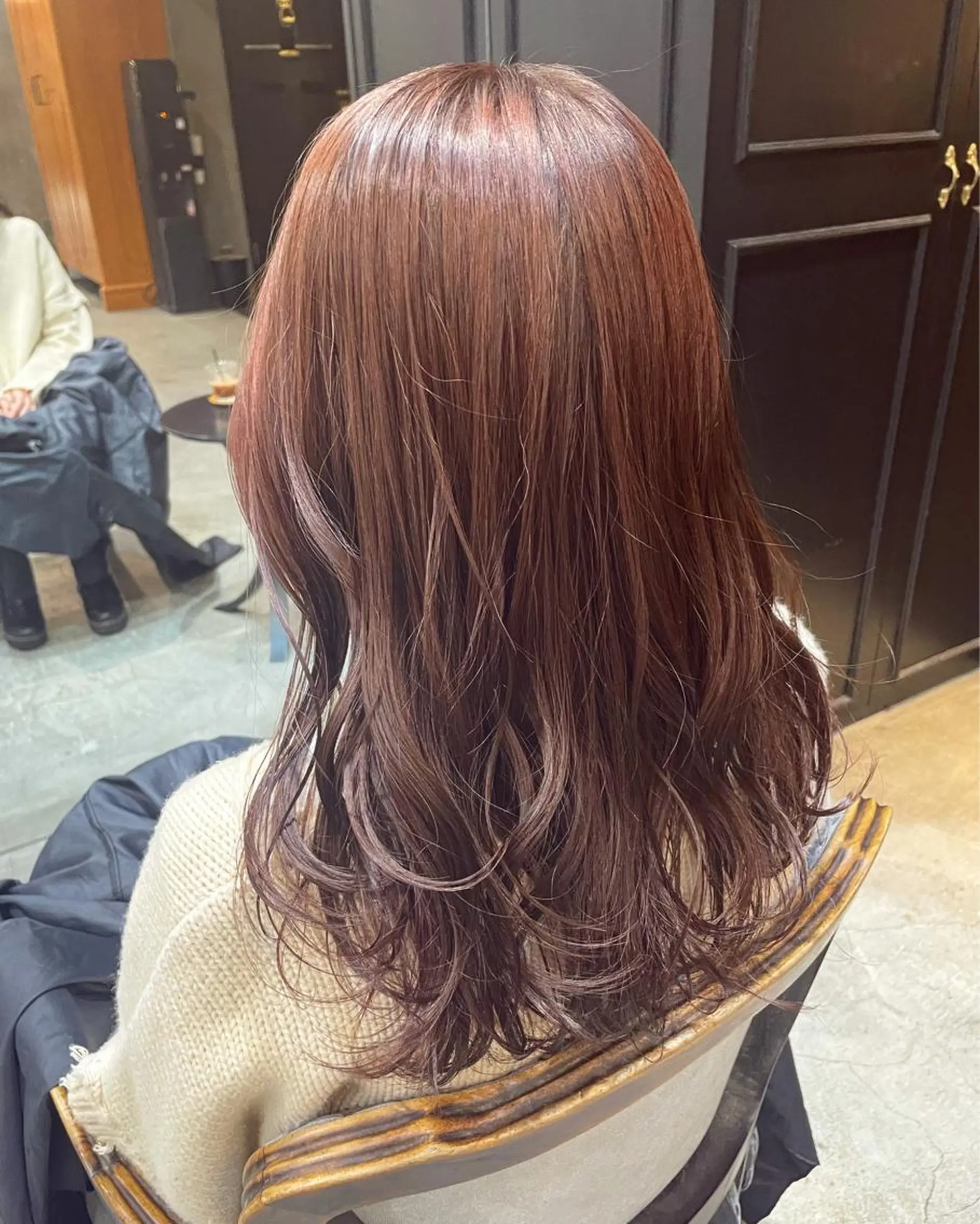 ロング カラー ヘアアレンジ ブラウンカラー ピンクカラー ピンクブラウン カット トリートメント 髪質改善カラー&TR 縮毛矯正/弱酸性矯正のヘアスタイル