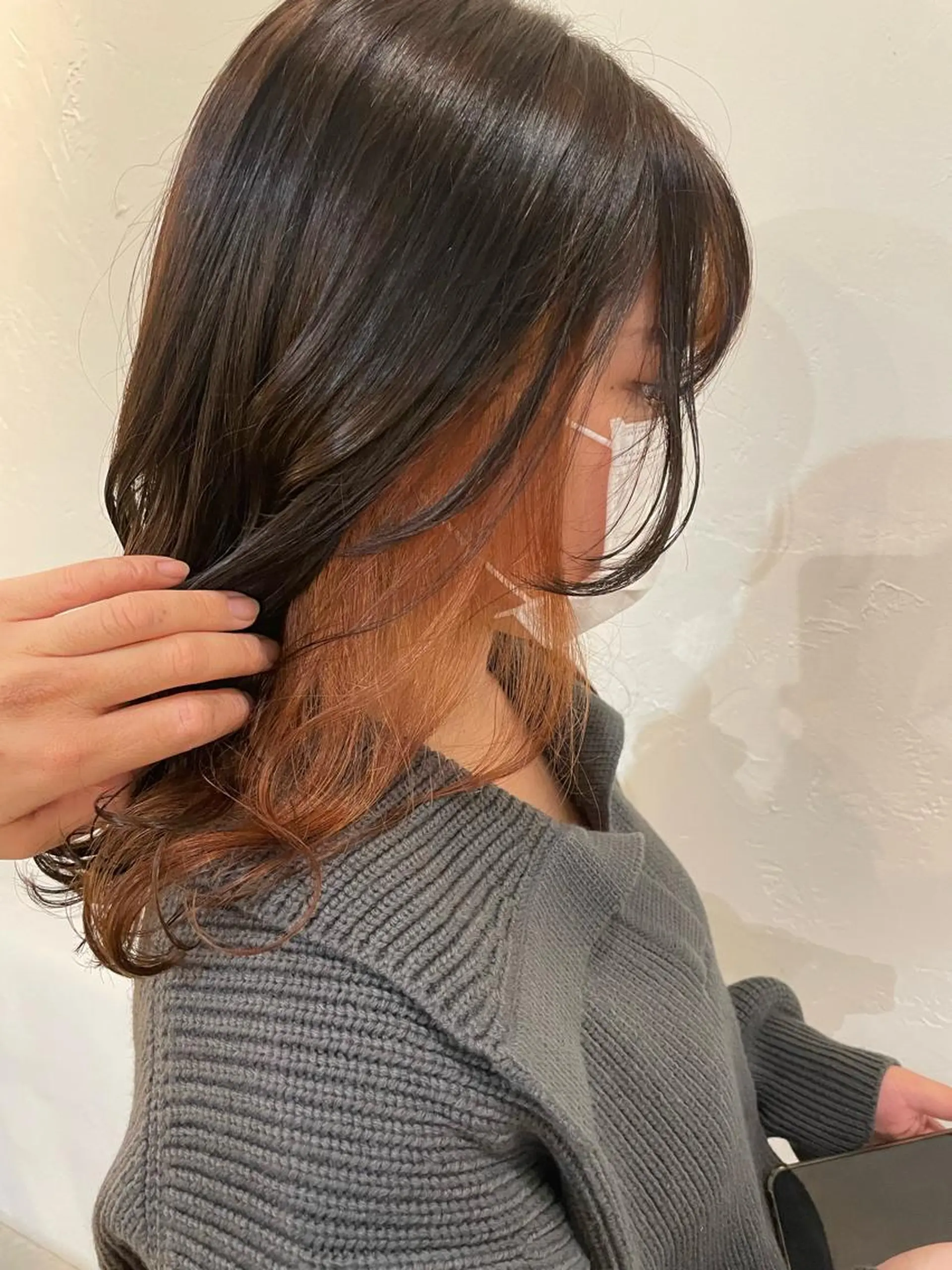 カラー イヤリングカラー インナーカラー オレンジ ヘアカラー Sherry/R 三川町　木村祐里奈のヘアスタイル