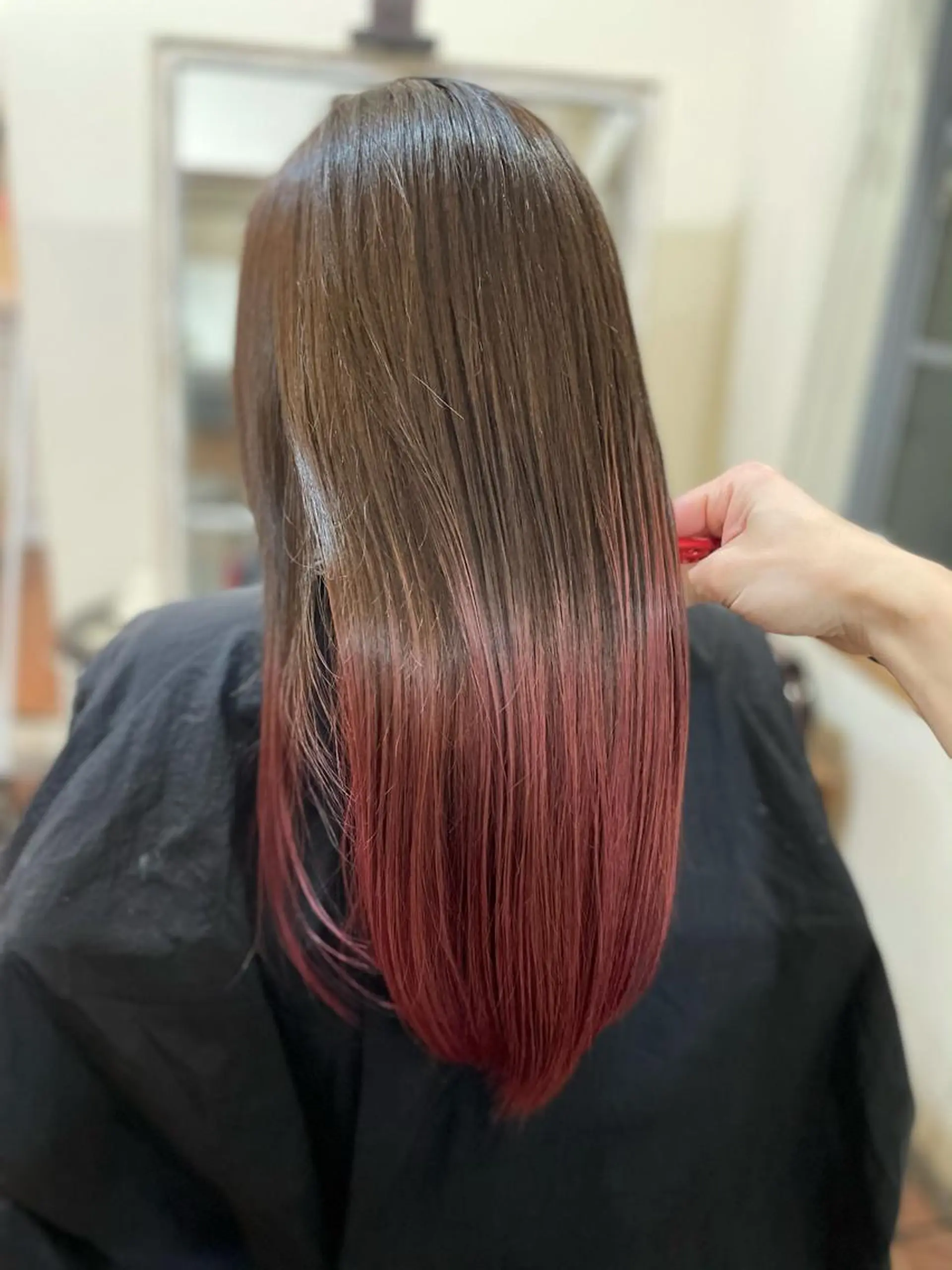 セミロング カラー グラデーションカラー ピンクカラー ヘアカラー トリートメント Lia所属・縮毛矯正の達人 ☆　松本のヘアスタイル
