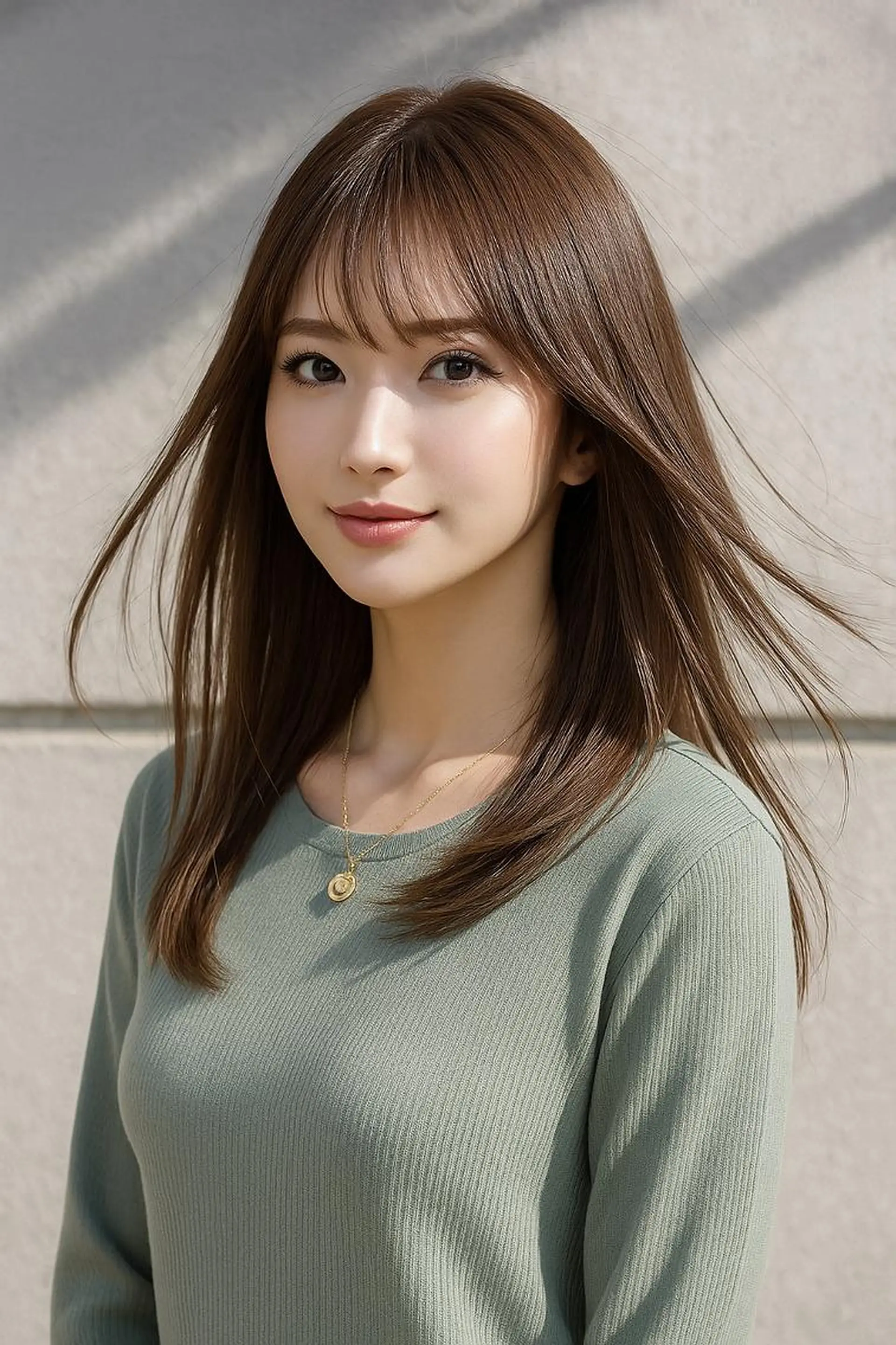 セミロング カラー ブラウンカラー 顔周りカット レイヤーカット 小顔カット カット ヘアカラー 縮毛矯正 トリートメント ヘアセット さく/髪質改善× 縮毛矯正/町田のヘアスタイル