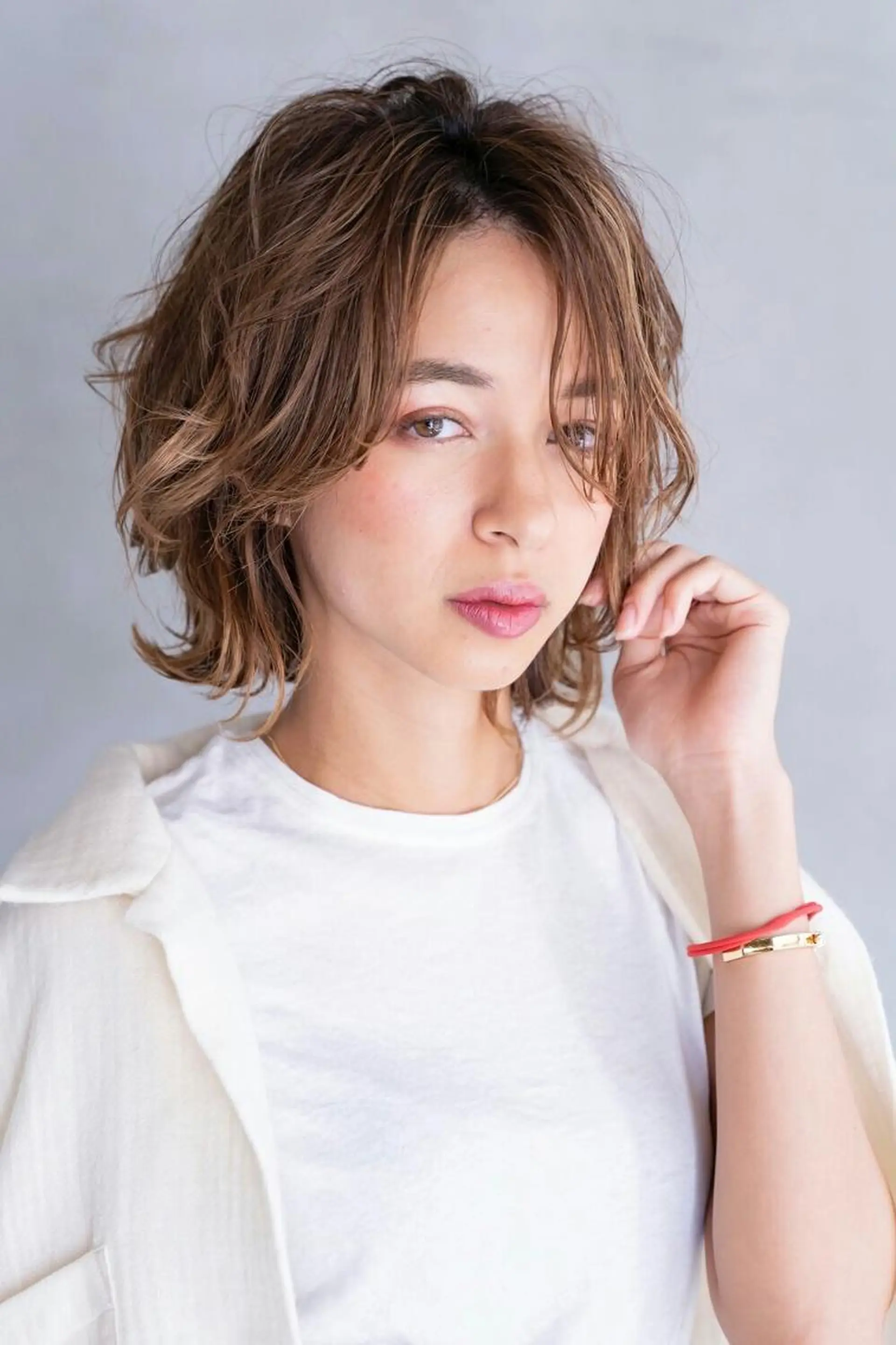 カラー ミディアム パーマ ミディアムパーマ アクアカラー ダブルカラー グラデーションカラー ハイライトカラー 💈Chlom💈_ 公式_NewOpenのヘアスタイル