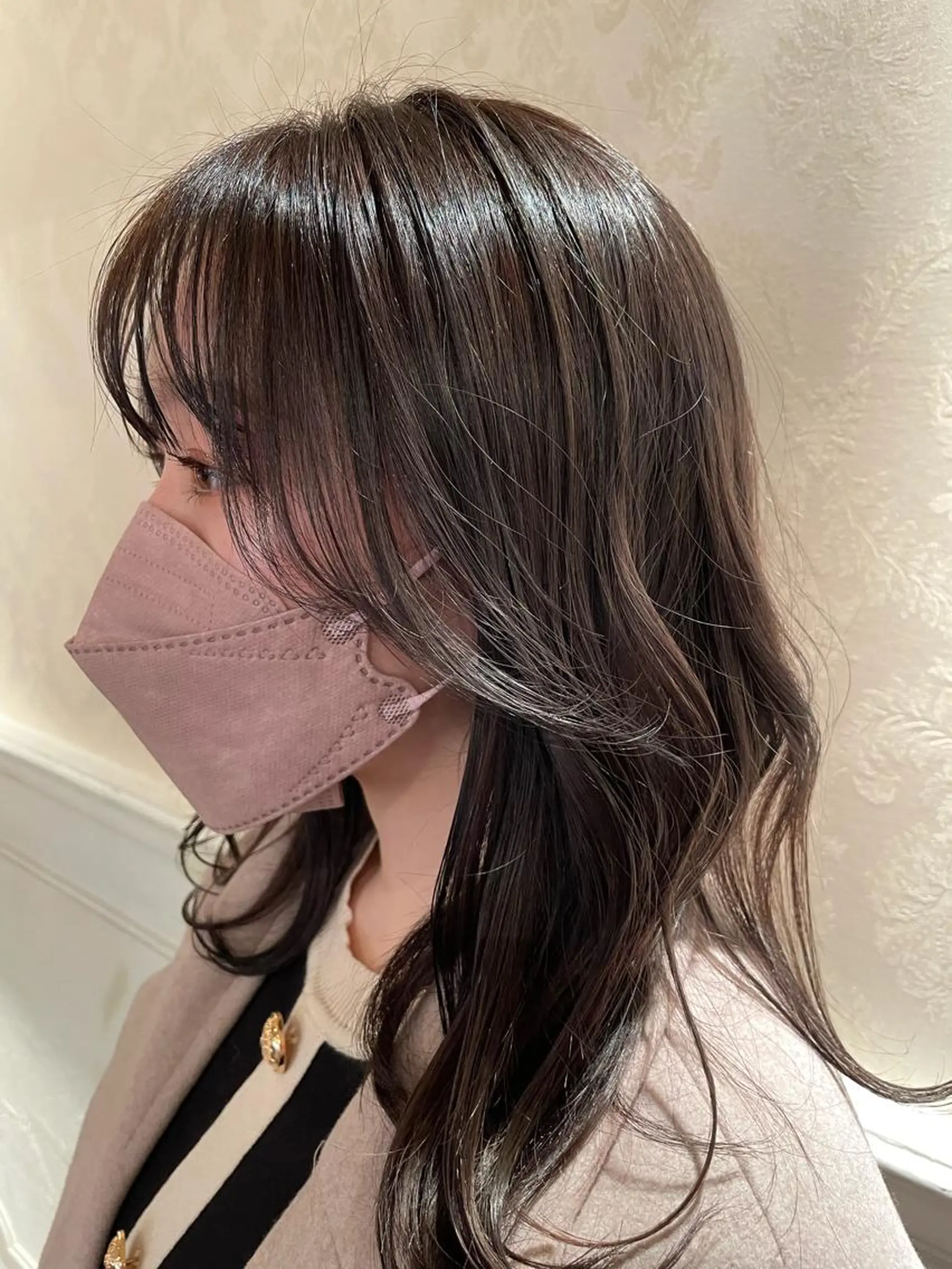 ミディアム カラー ヘアアレンジ ブルーカラー 透明感カラー 顔周りカット 韓国風ヘア カット ヘアカラー トリートメント 韓国風カット/ 髪質改善 黒崎のヘアスタイル