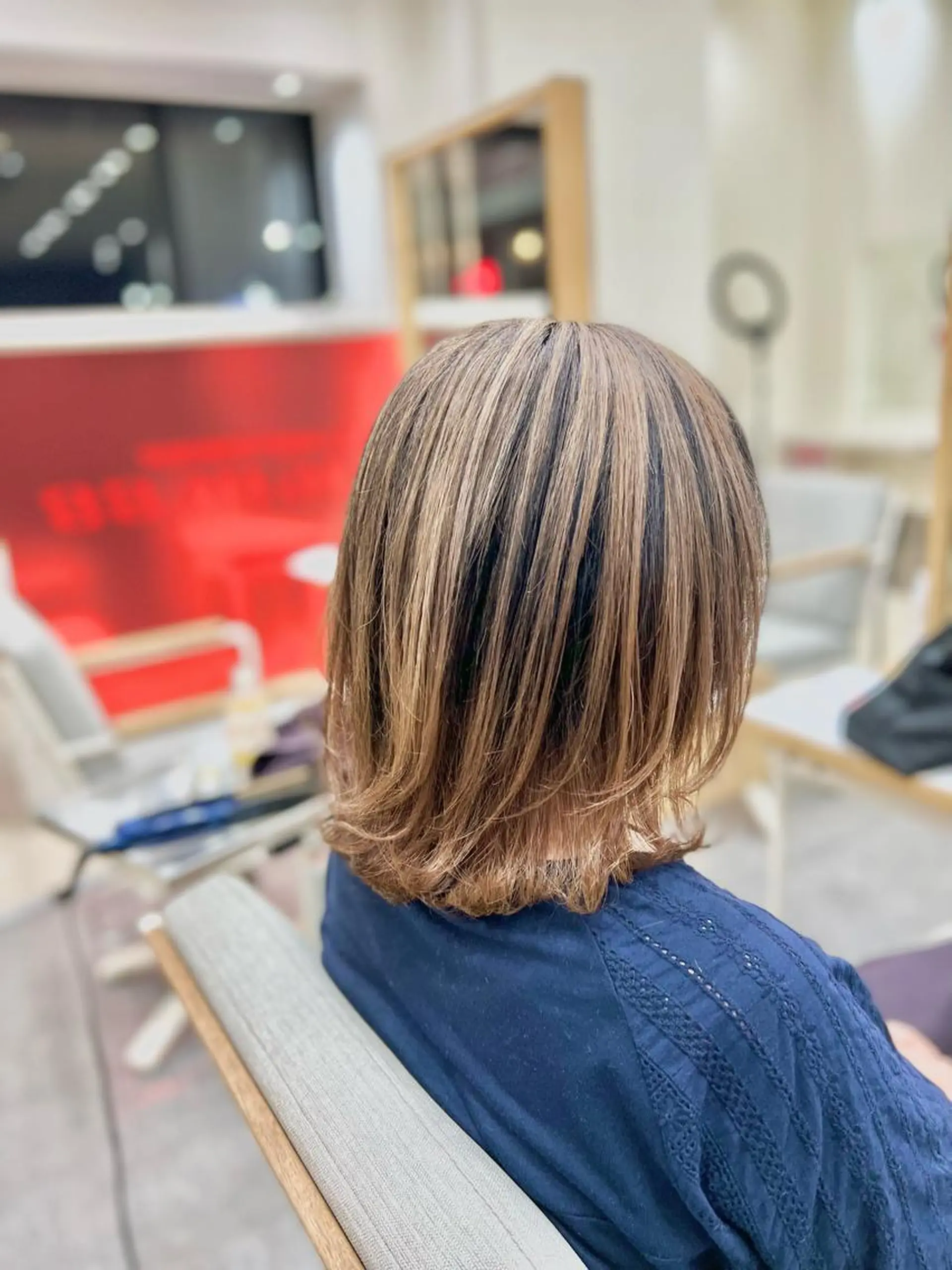 ミディアム カラー ヘアカラー 太白区白髪ぼかし/ ボブカット/千葉達人のヘアスタイル